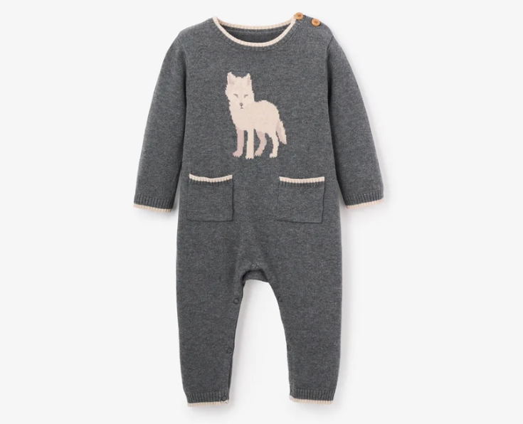 Wolf Knit Baby Jumpsuit