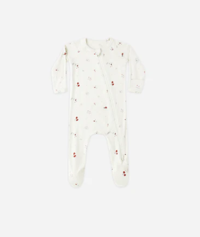 Bamboo Footie with Zipper || Winter Wonderland