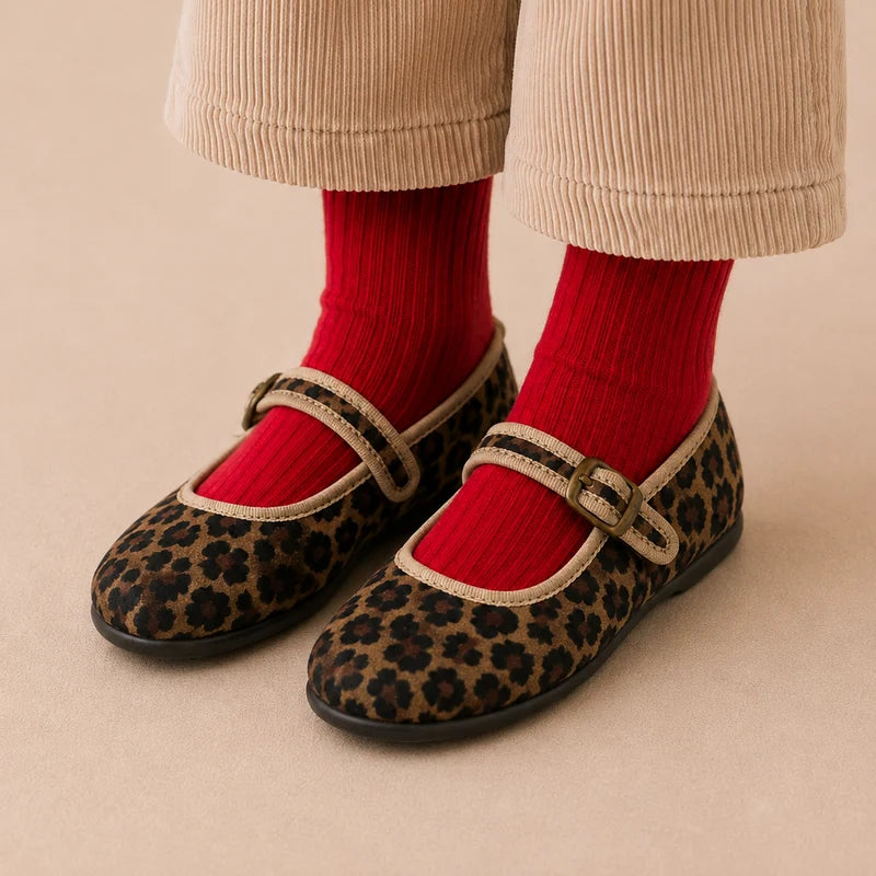 Isa Velvet Mary Jane Leopard