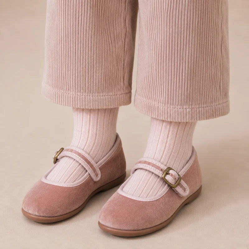 Isa Velvet Mary Jane Pink