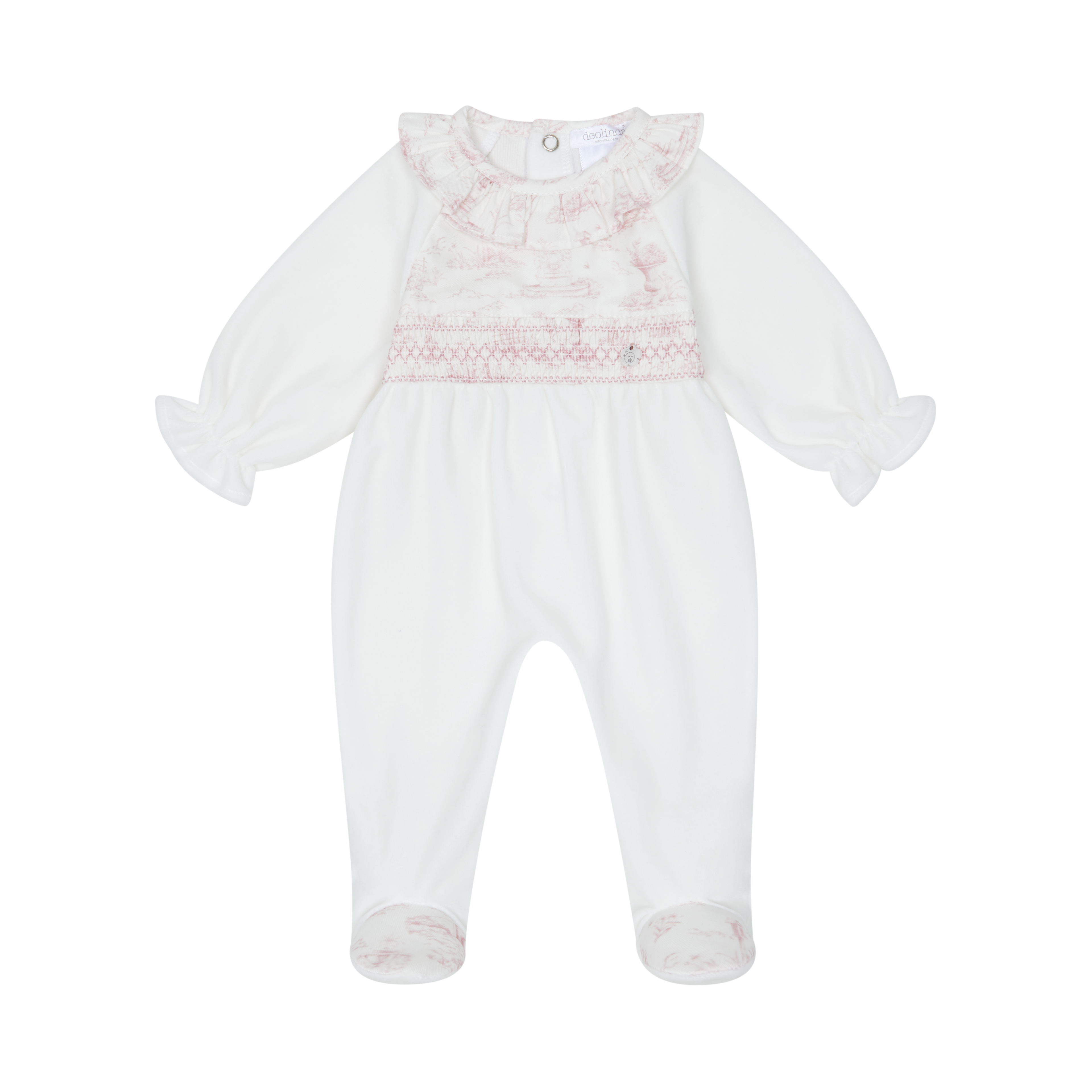 Velour Babygrow Off White