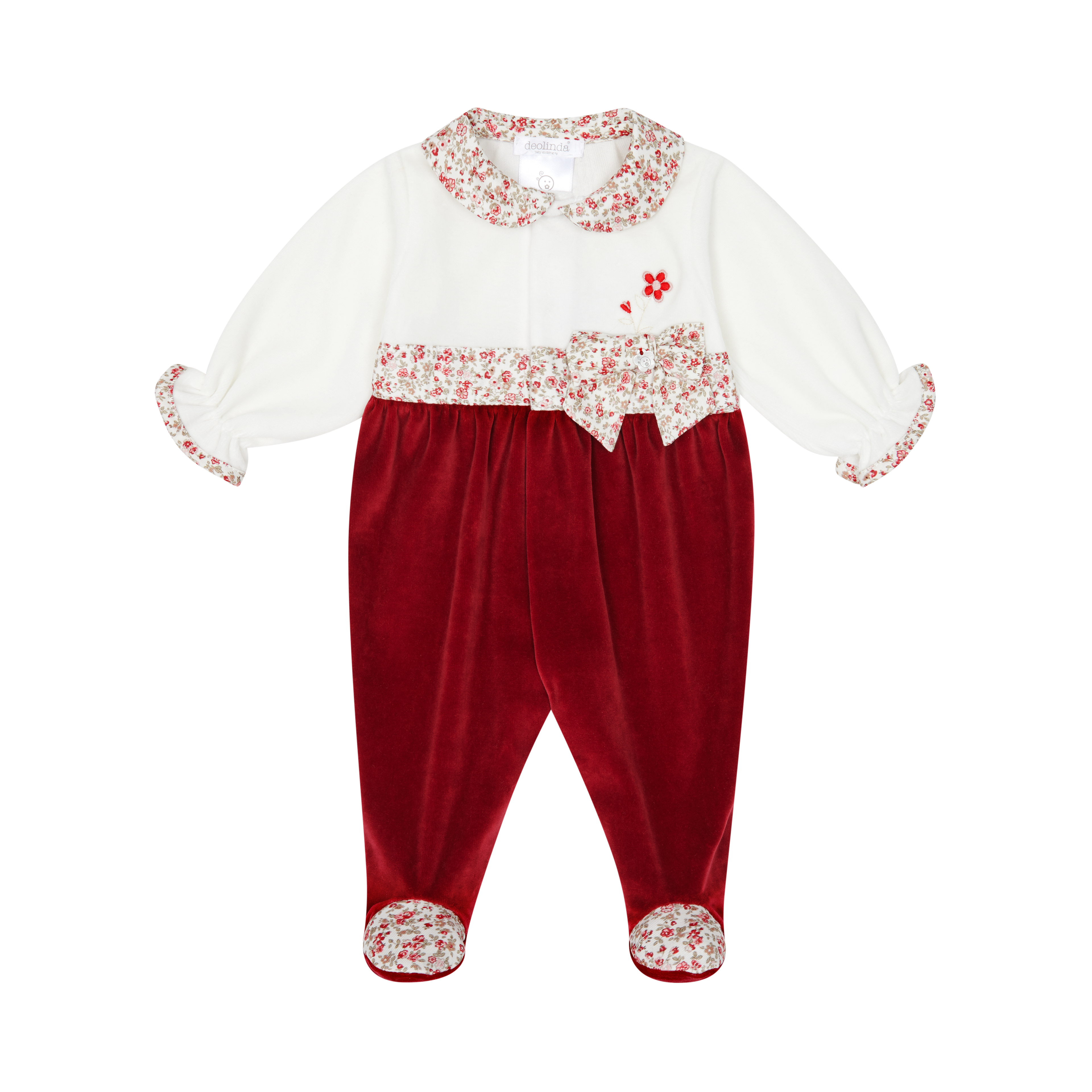 Red Floral babygrow