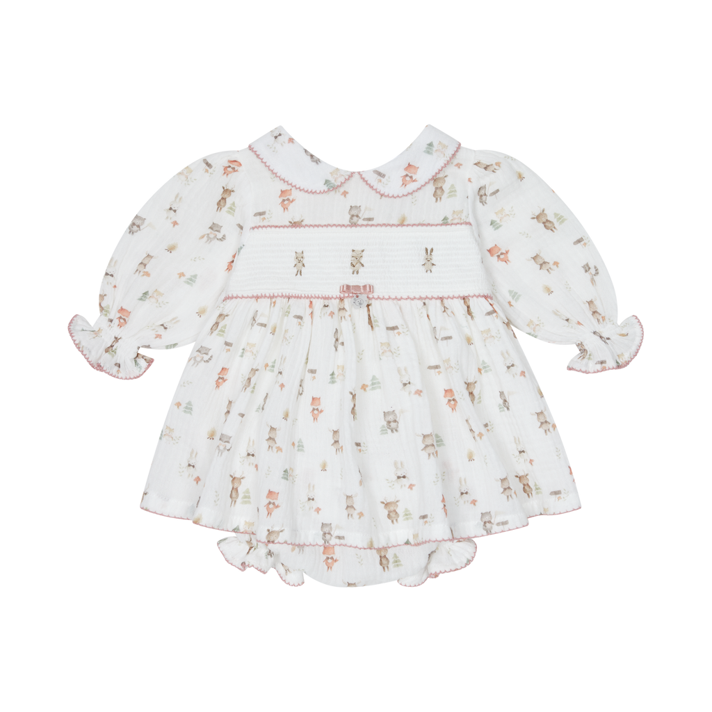 Woodland Smocked Dress with Knickers