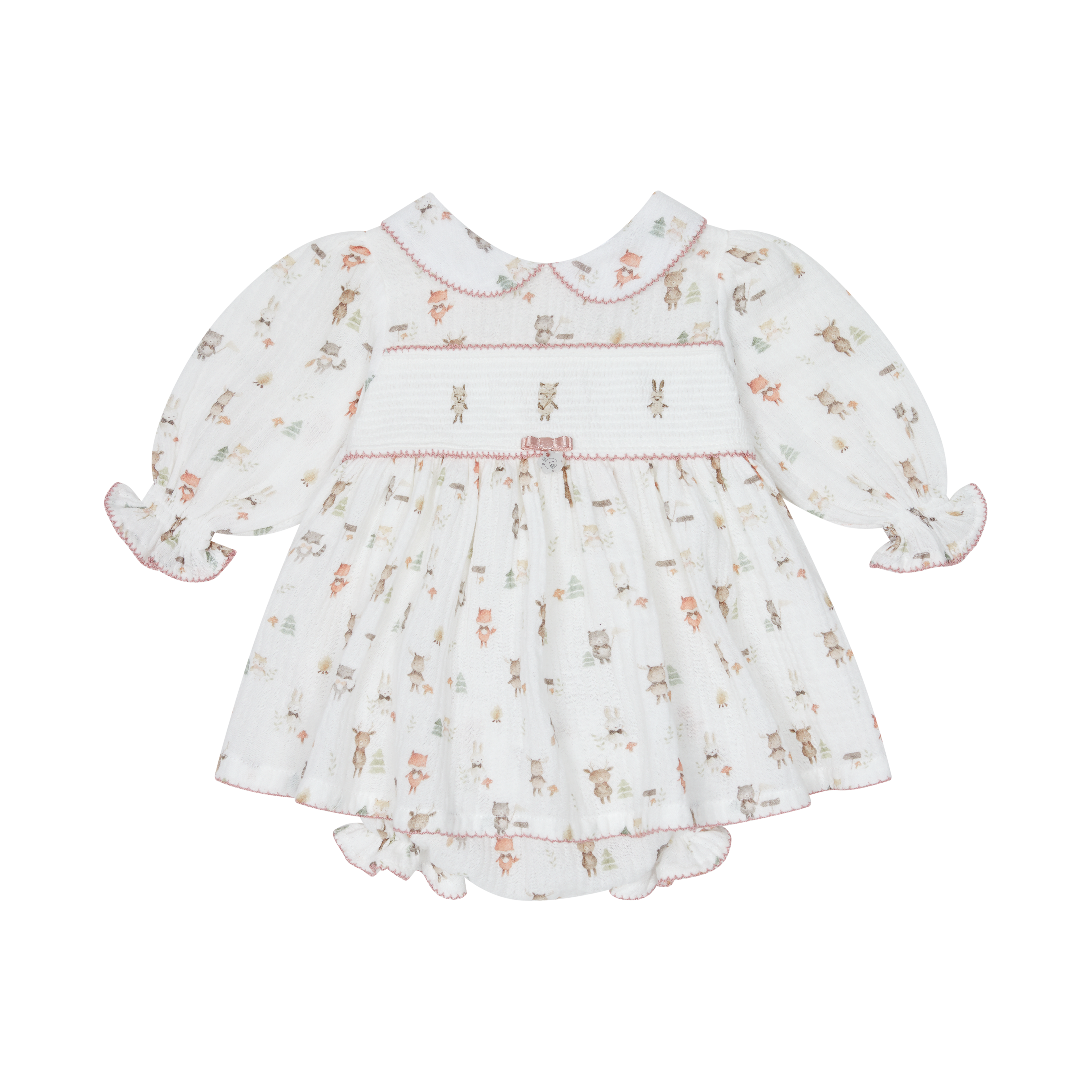 Woodland Smocked Dress with Knickers