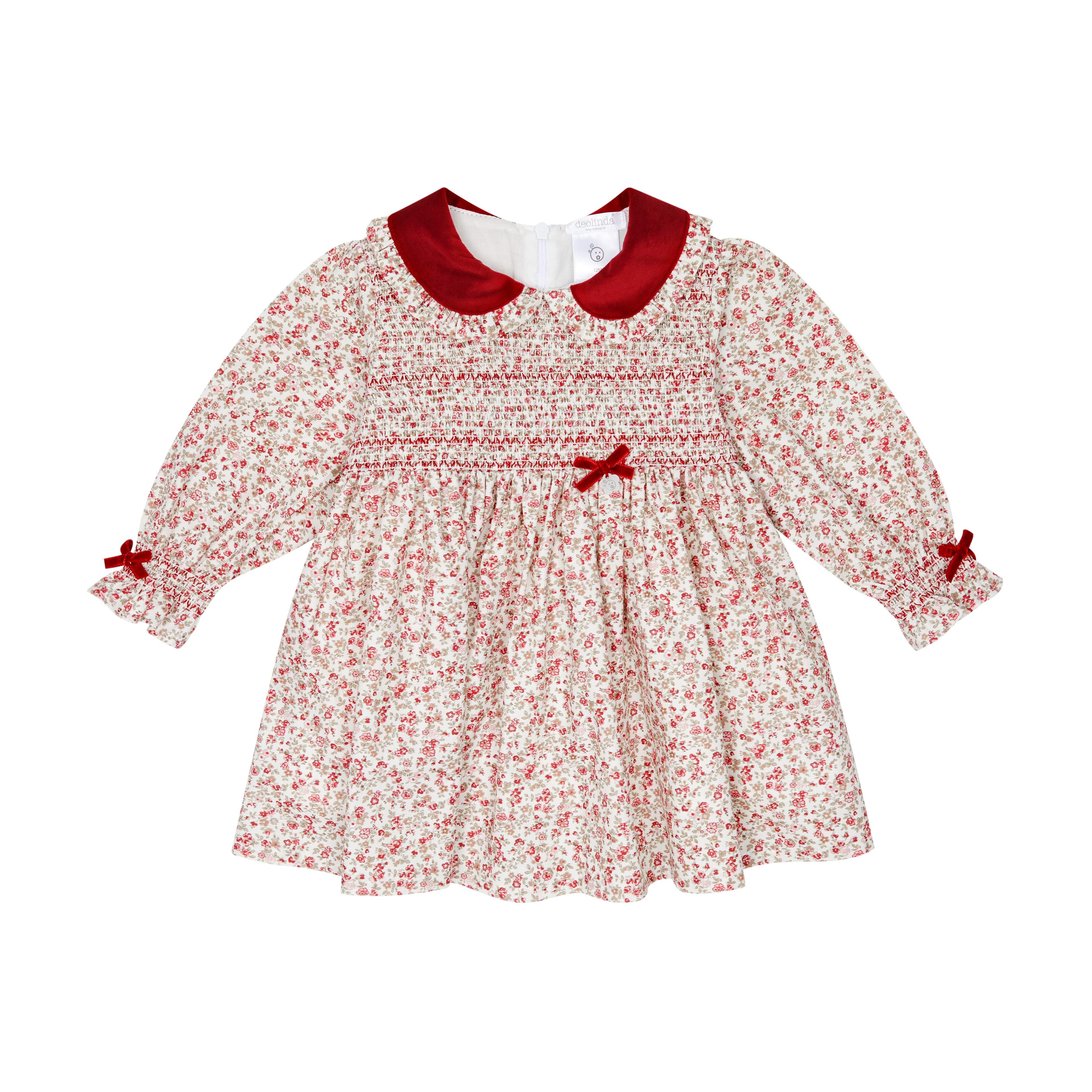 Red Vintage Floral Smocked Dress