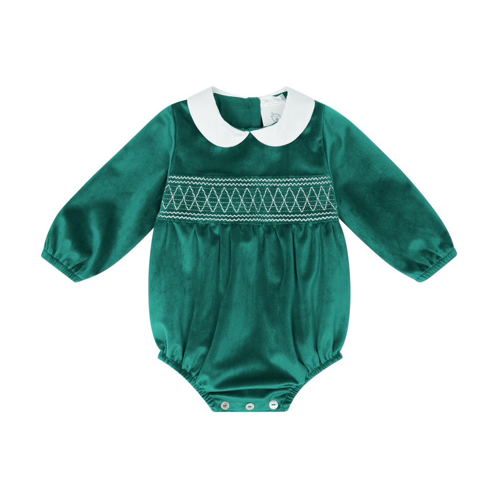 Leopold Velvet Smocked Romper