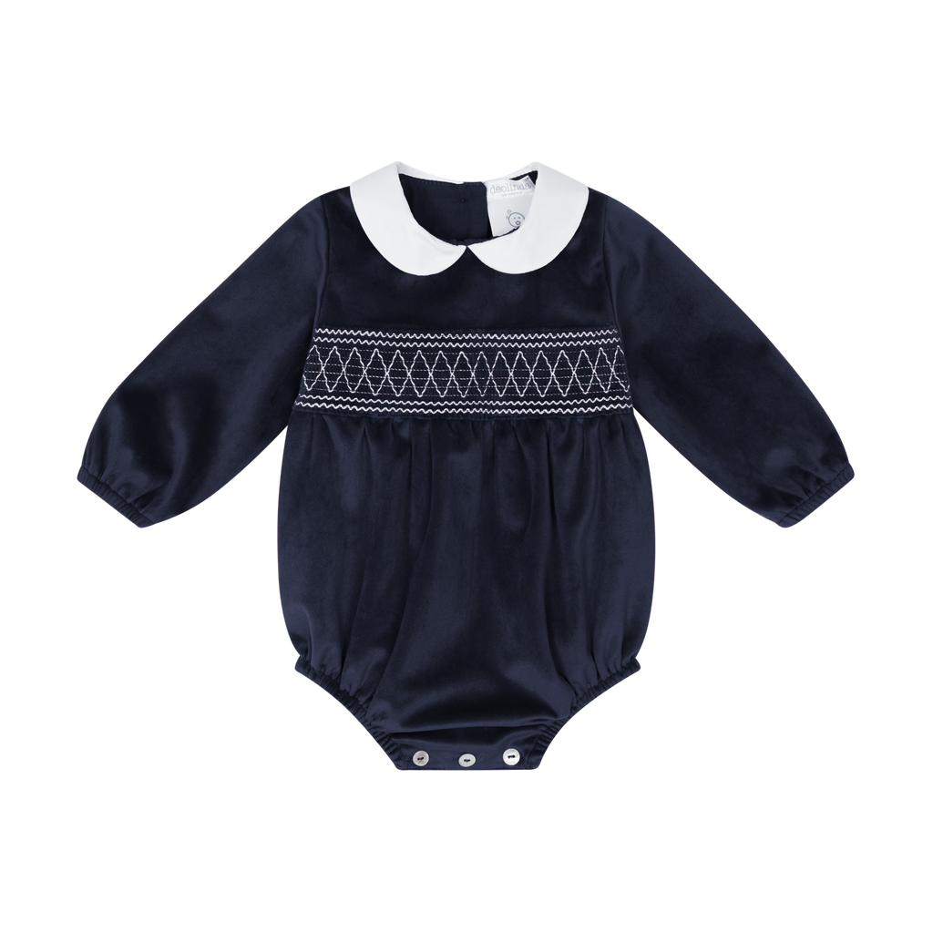 Leopold Velvet Smocked Romper
