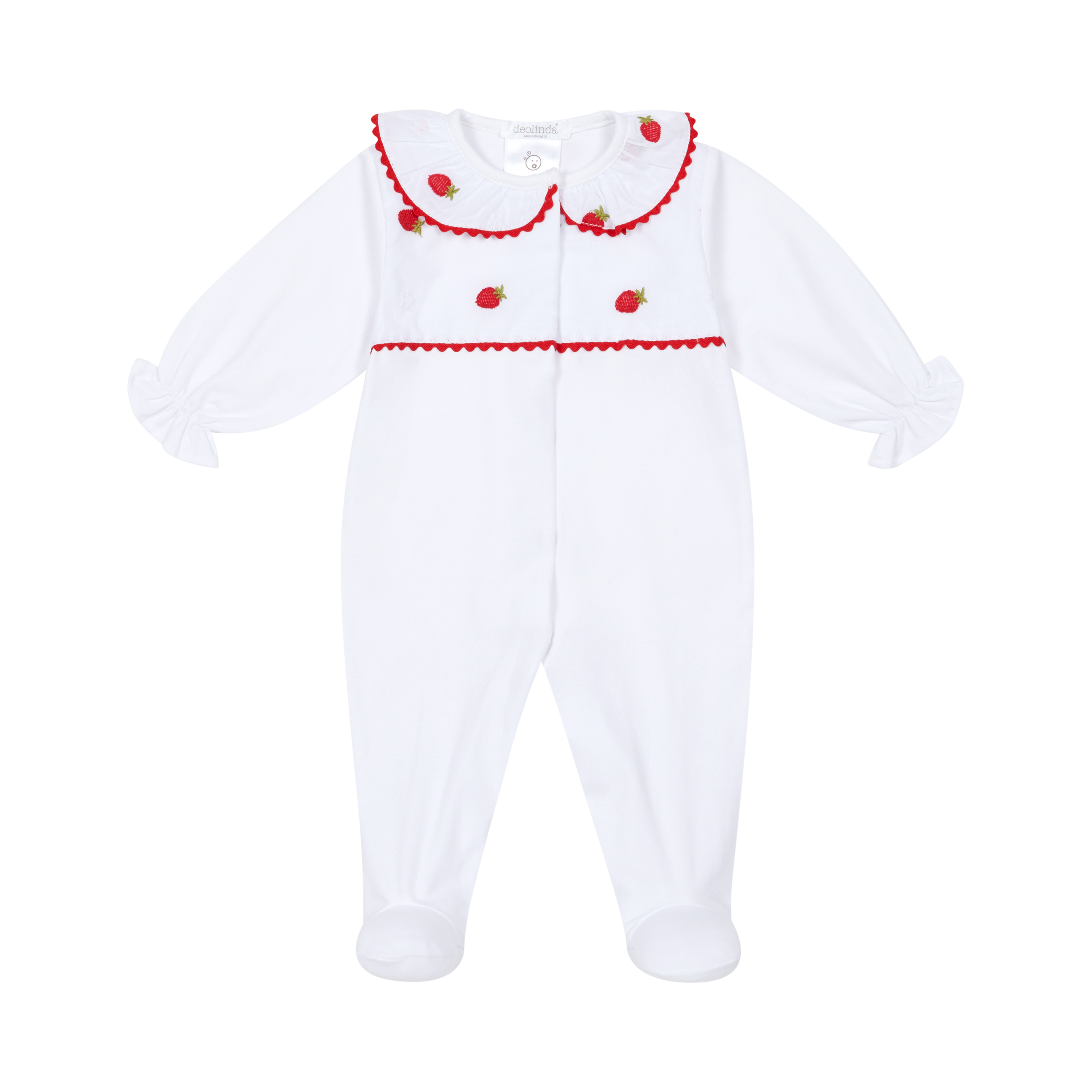 Strawberry Embroidered White Sleepsuit