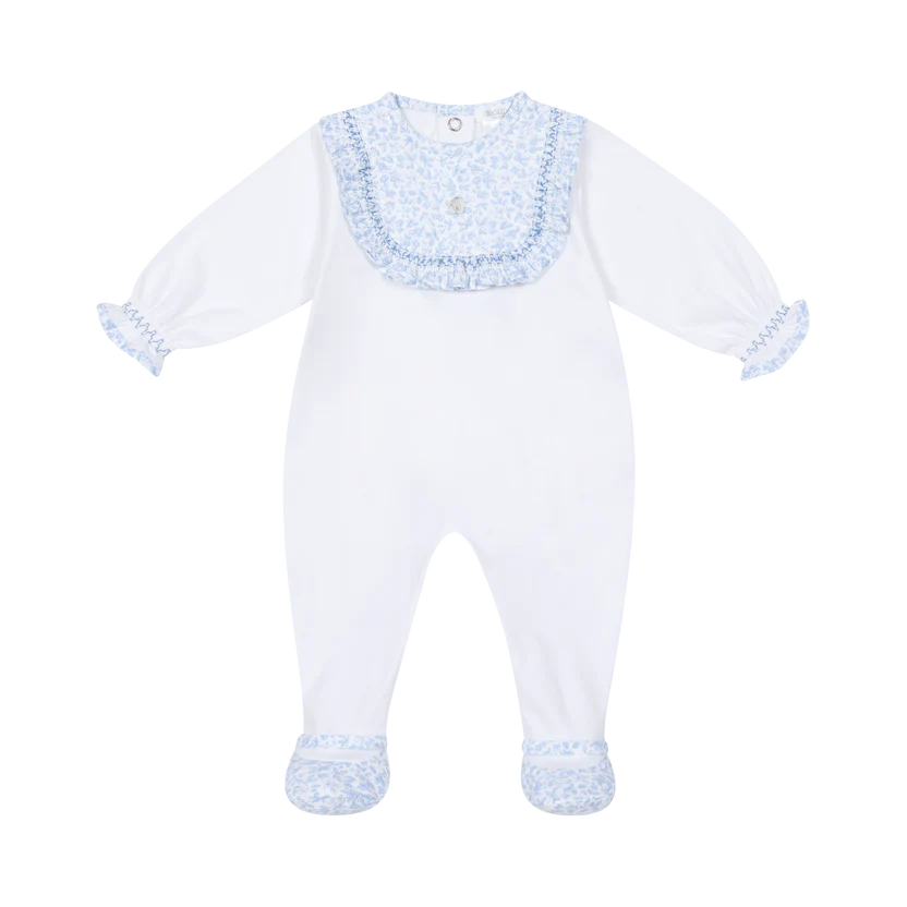Blue & White Floral Babygrow