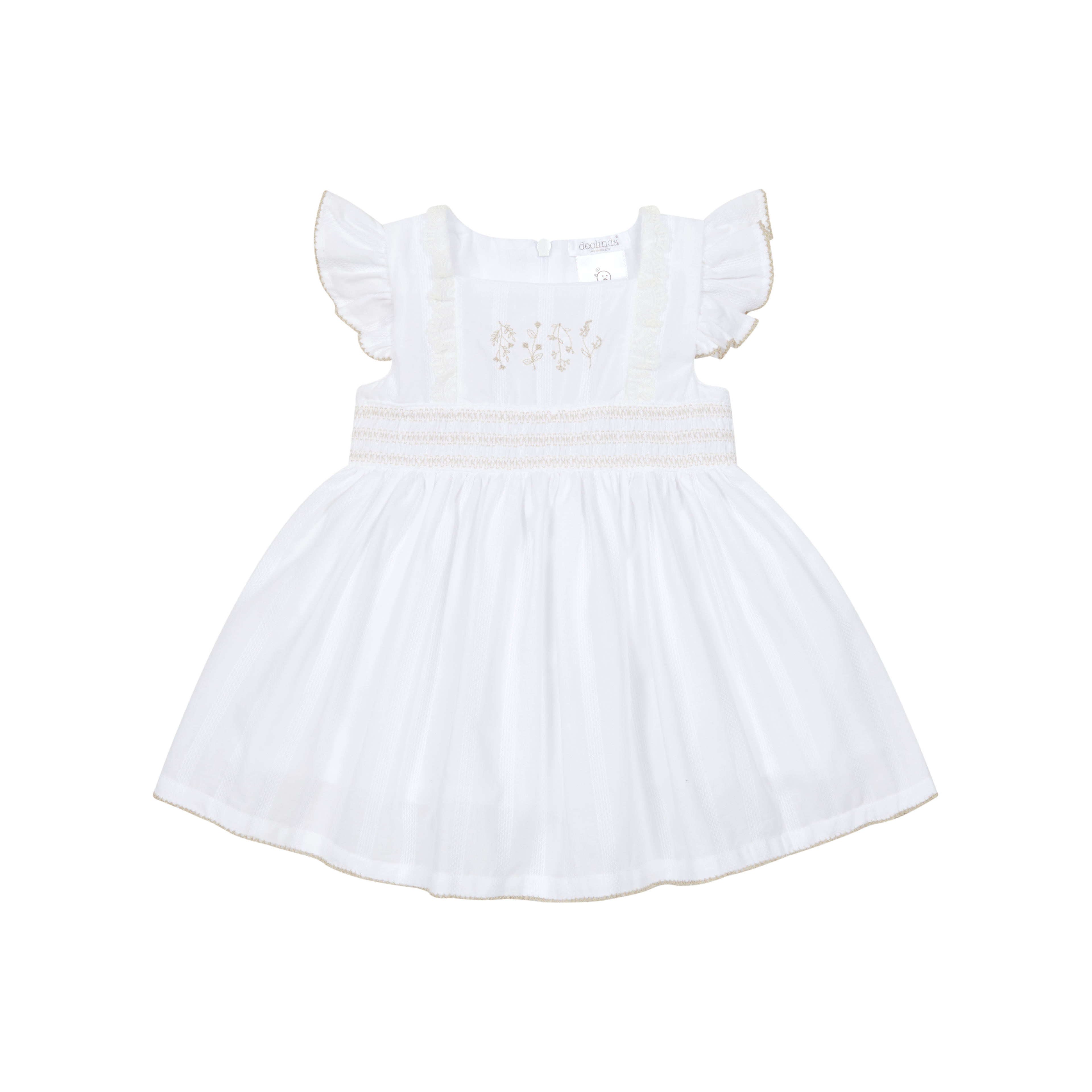 Cream & Champagne Smocked Floral Summer Dress