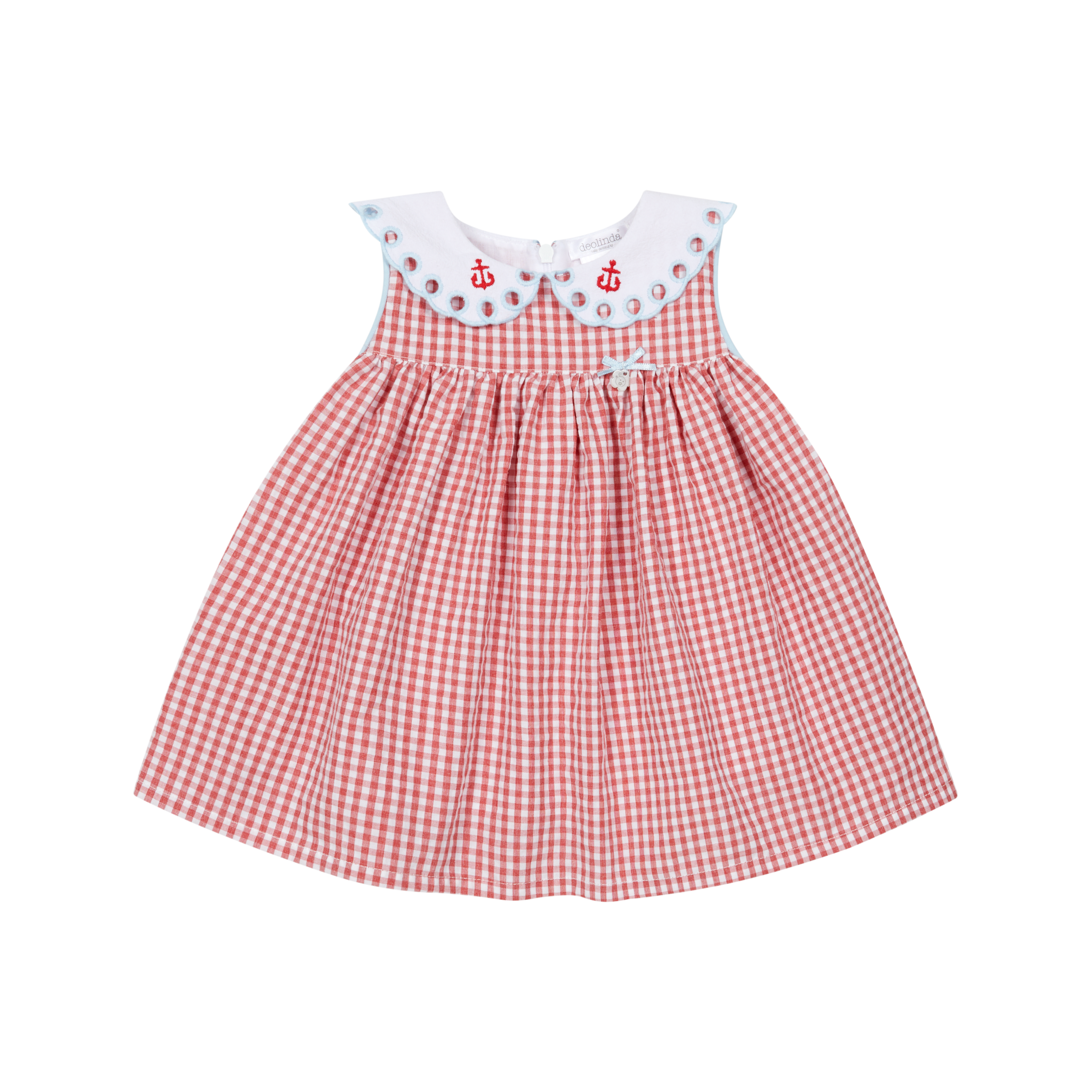 Red Gingham Anchor Collar Summer Dress