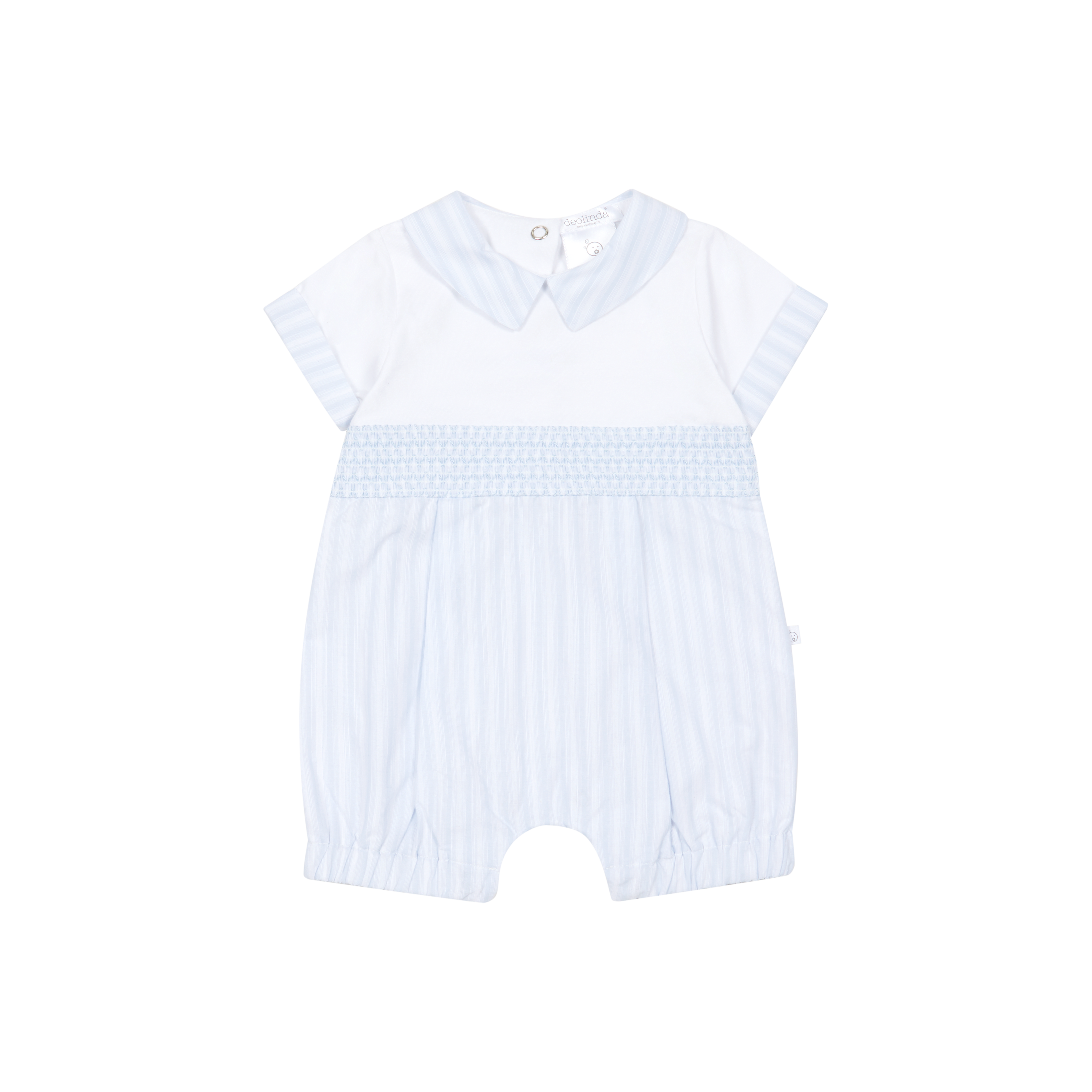Deolinda Baby Boys California Smocked Stripe Romper - Pale Blue