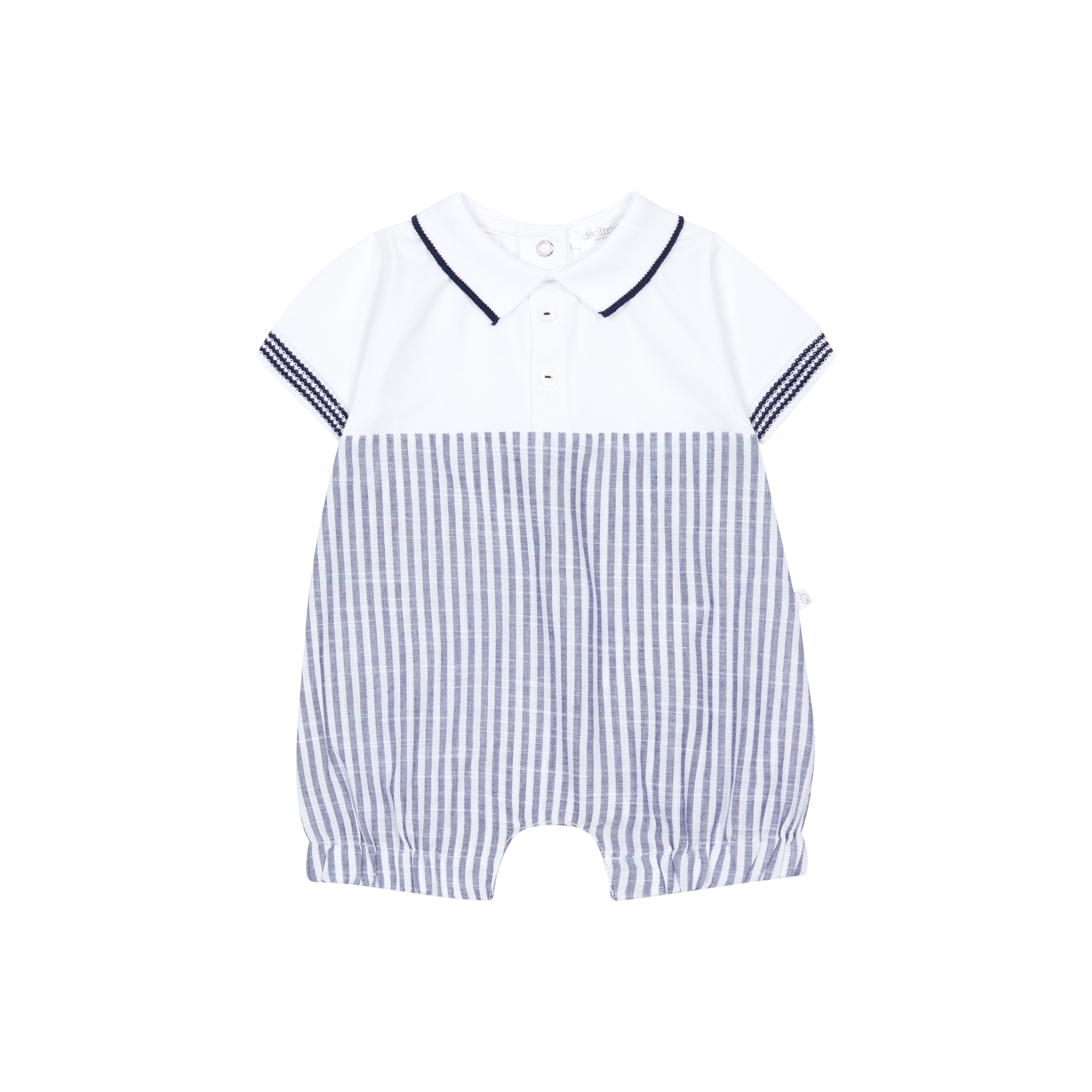 Navy and White Striped Shortall Romper