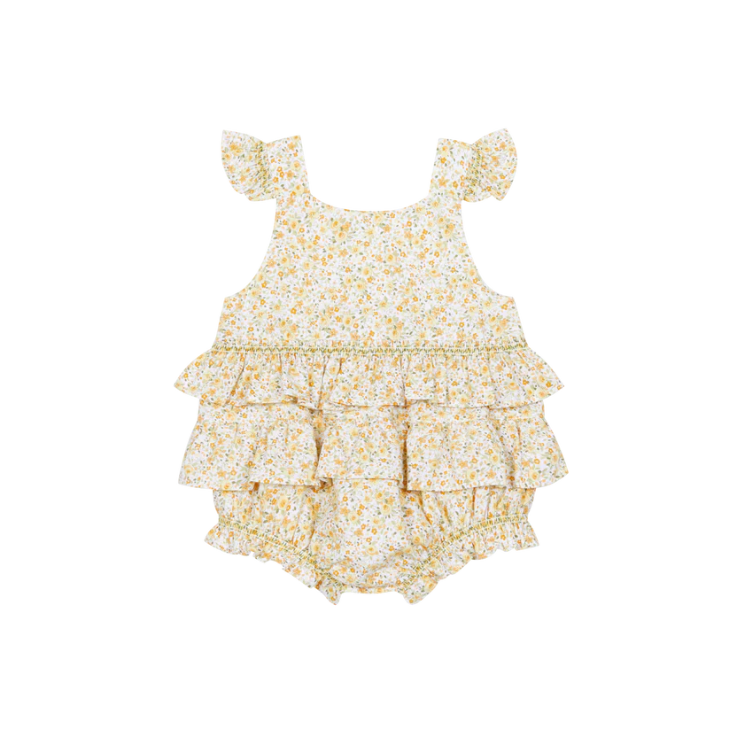 Sol Girls Yellow Floral Romper