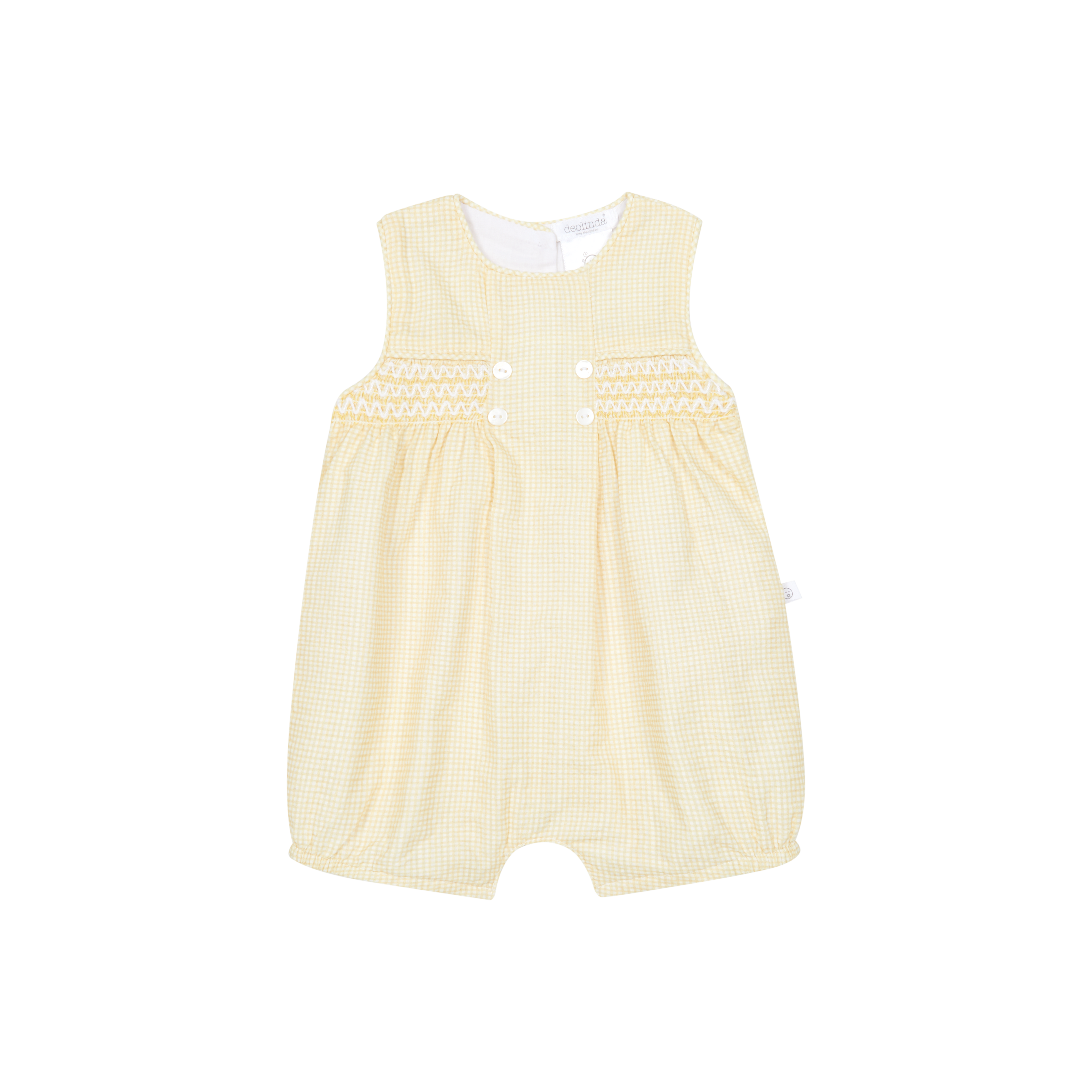 Yellow Gingham Smocked Romper