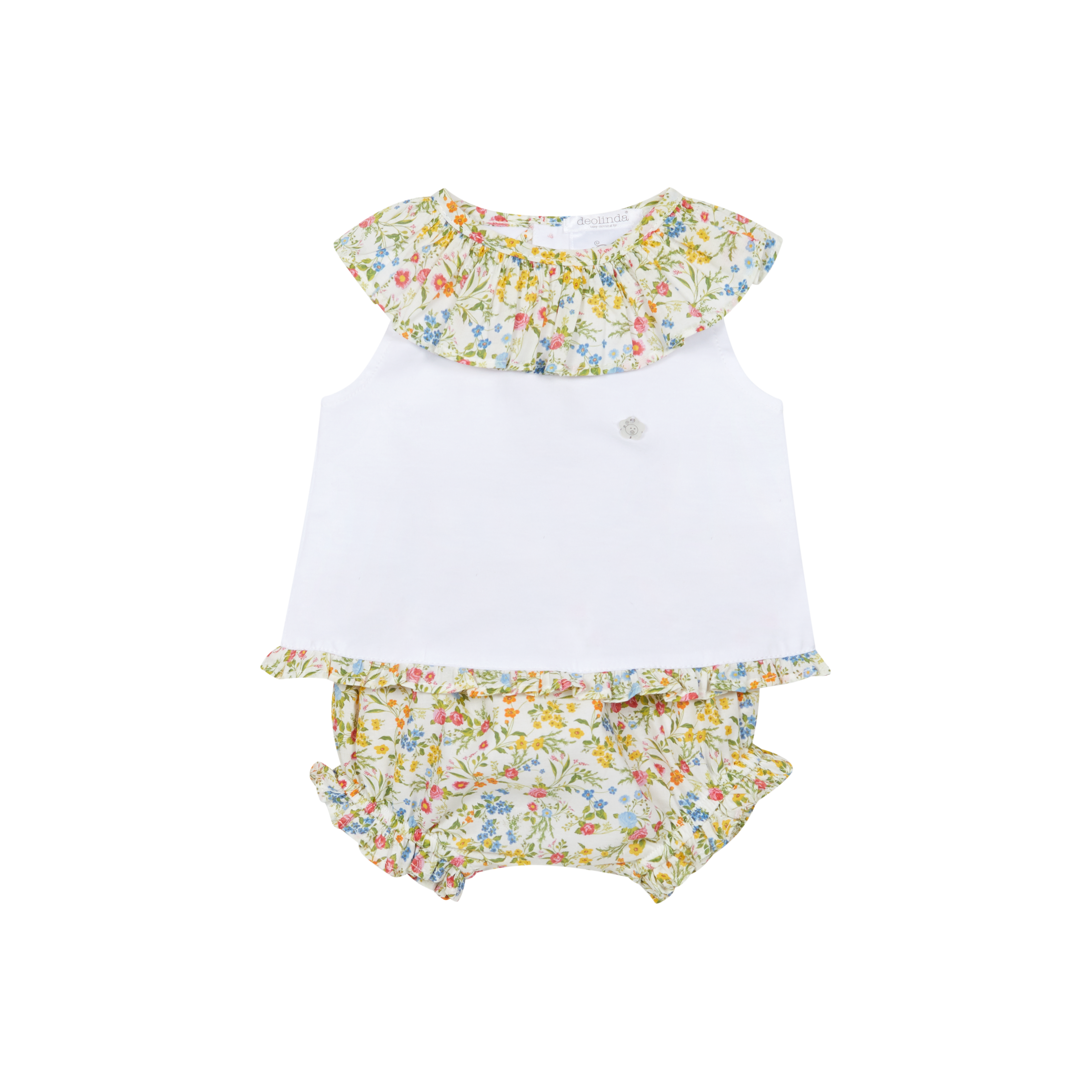 Floral Ruffle Collar Top & Jam Pants Set