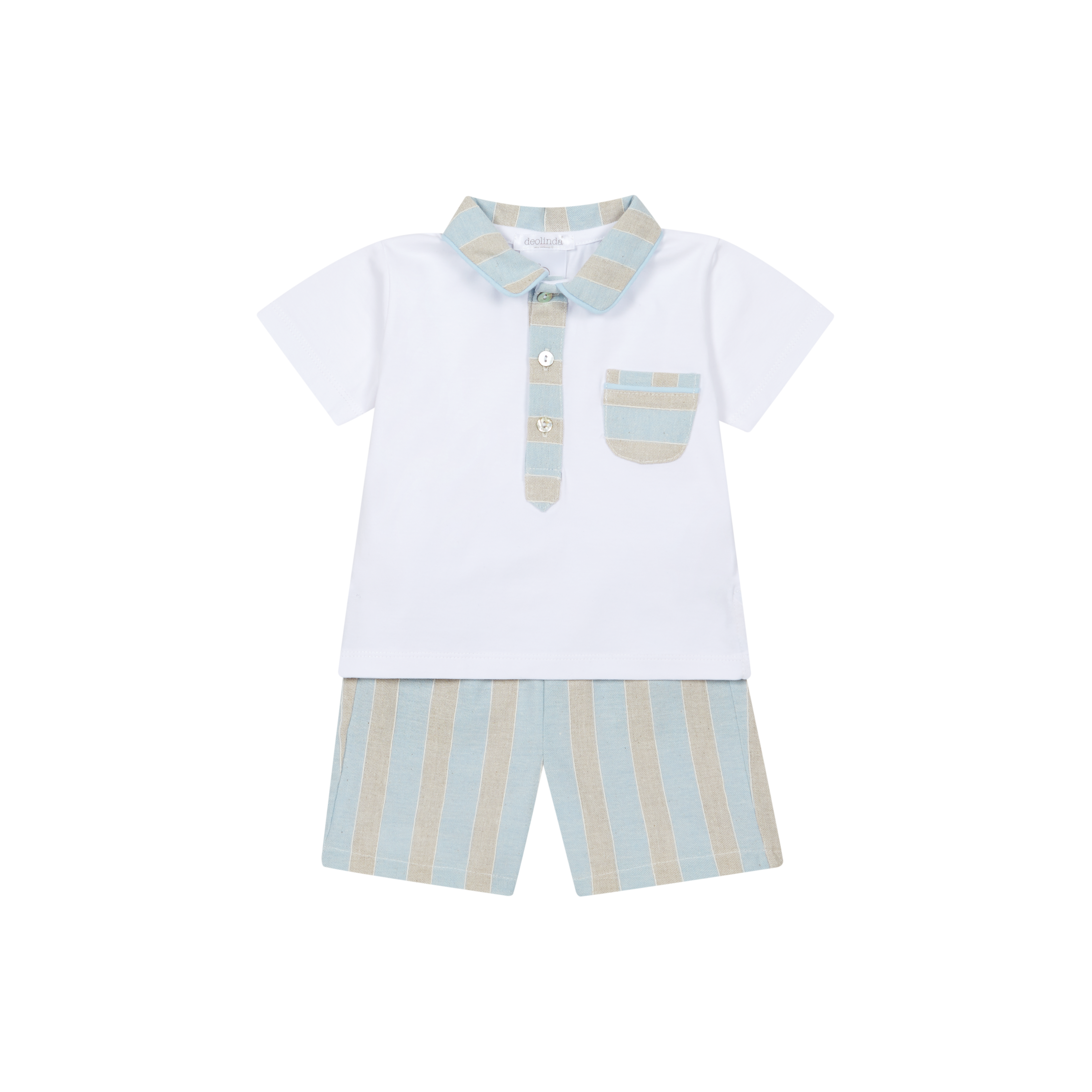 Polo & Stripe Shorts Set