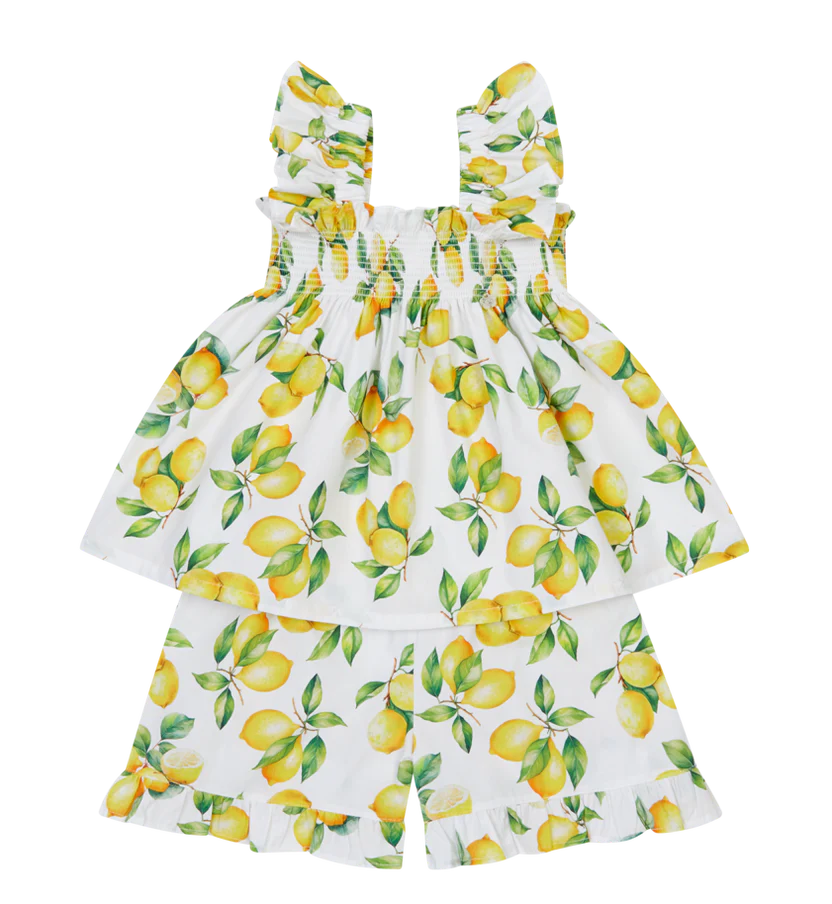 Sorrento Lemon Smocked Top & Shorts Set