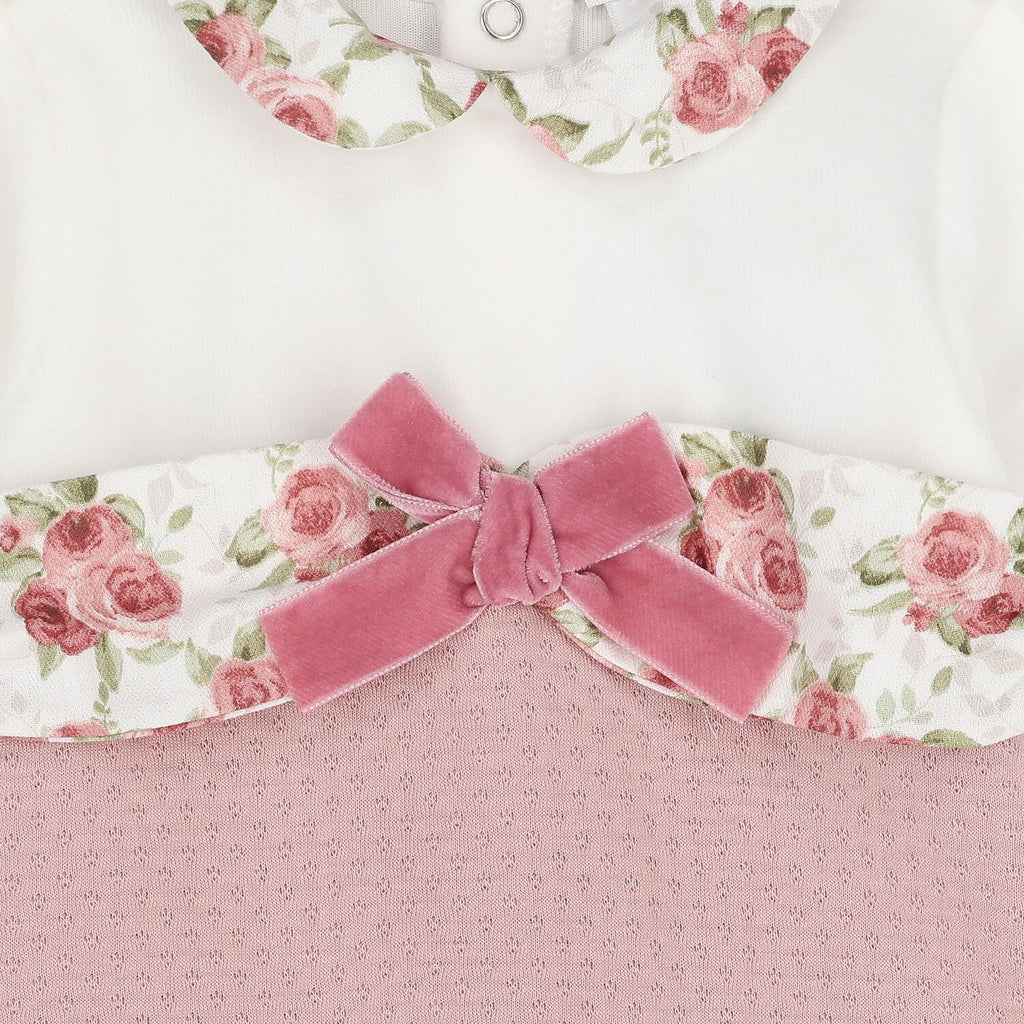 Baby Girls Ivory & Pink Babygrow