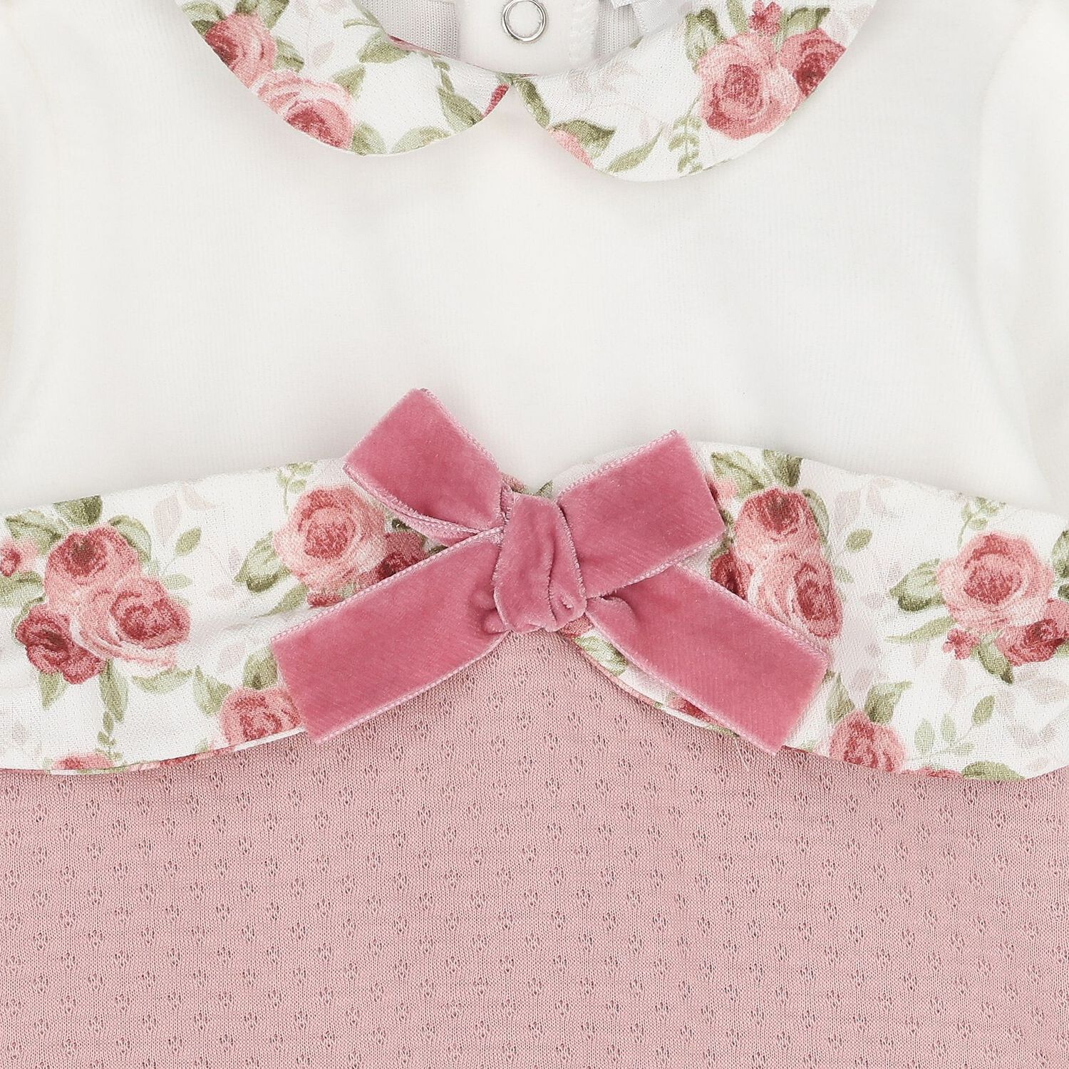 Baby Girls Ivory & Pink Babygrow