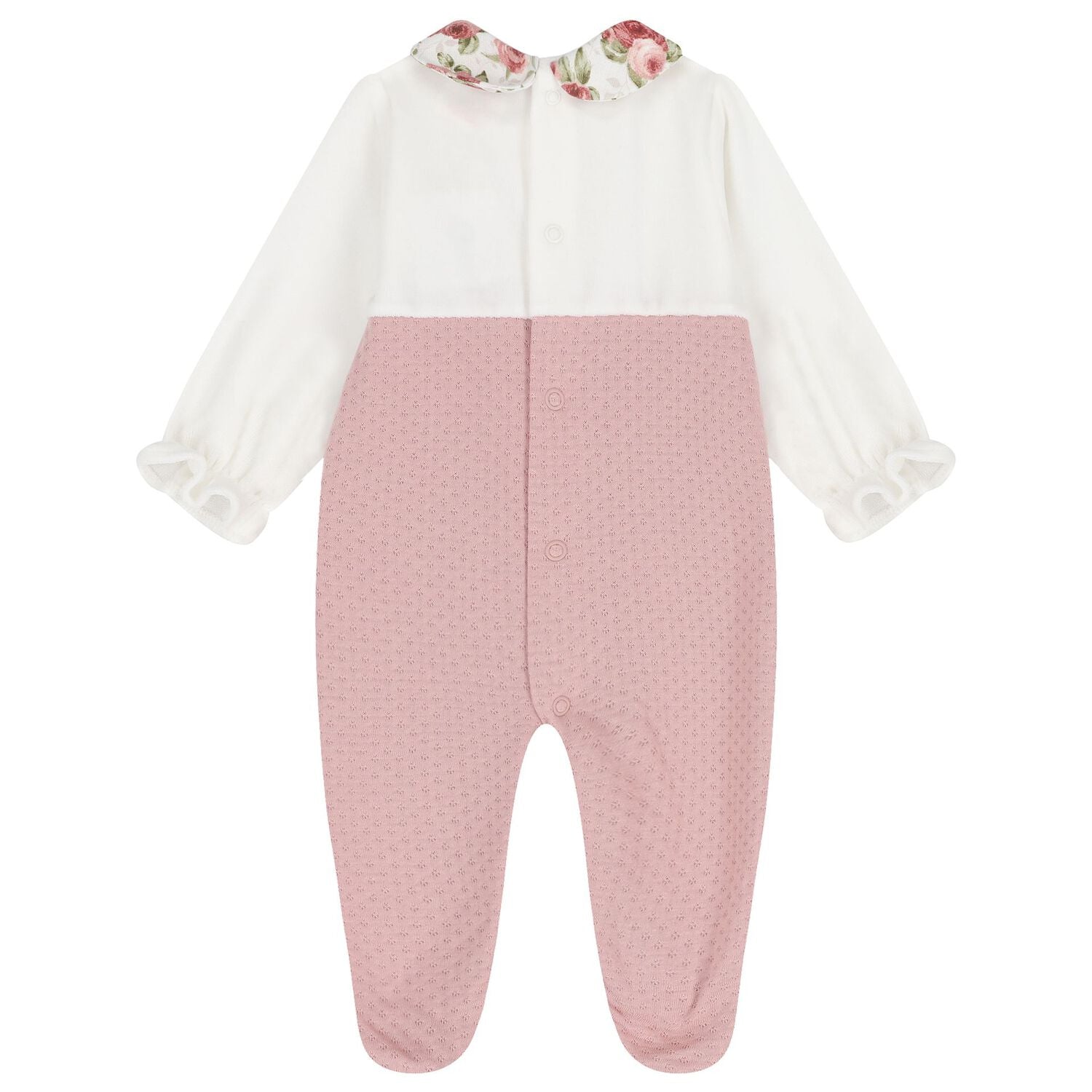 Baby Girls Ivory & Pink Babygrow