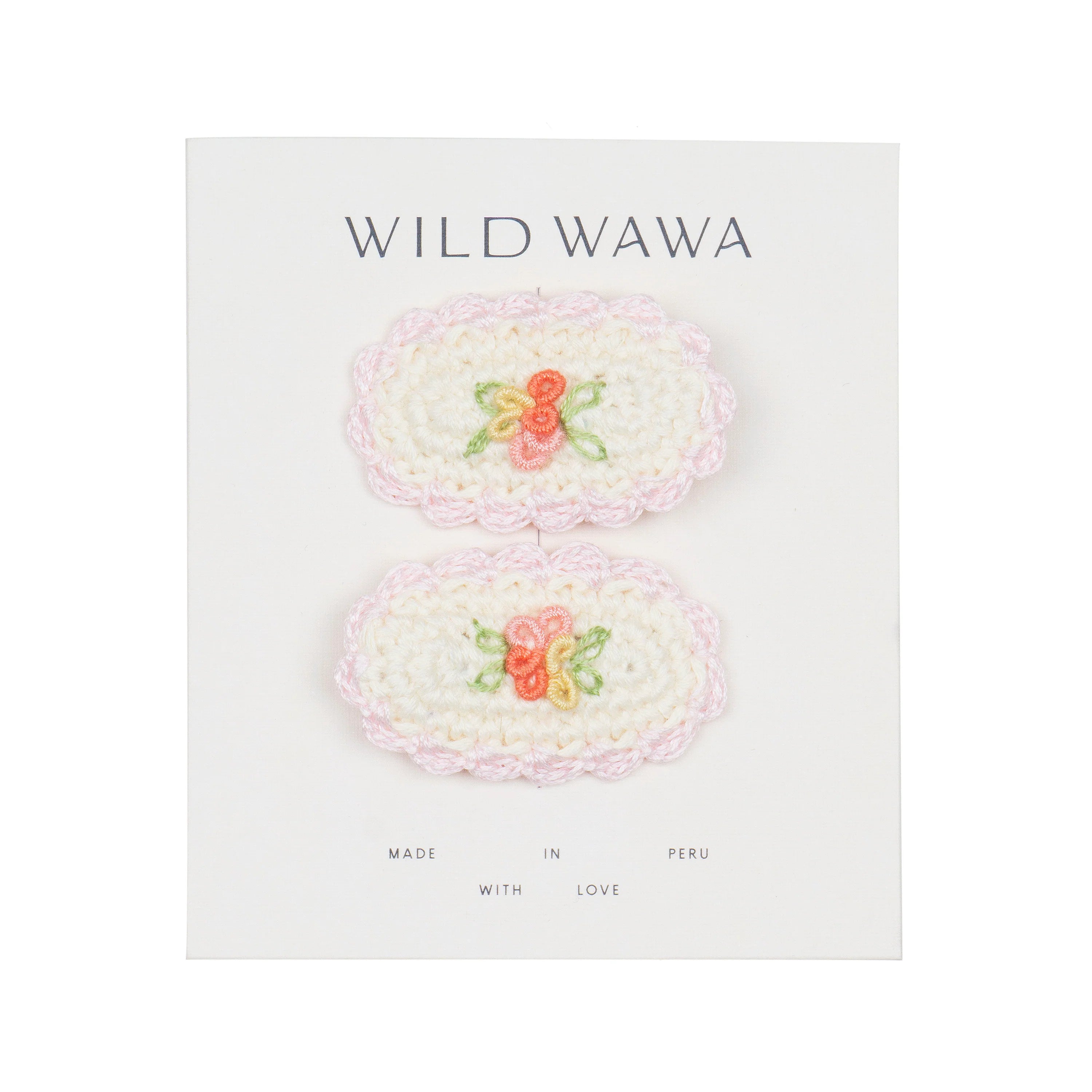 Crochet Clip Set- Ivory/Pink