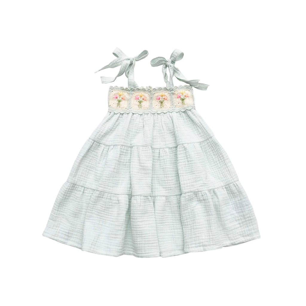 Crochet Dress in Blue Bouquet