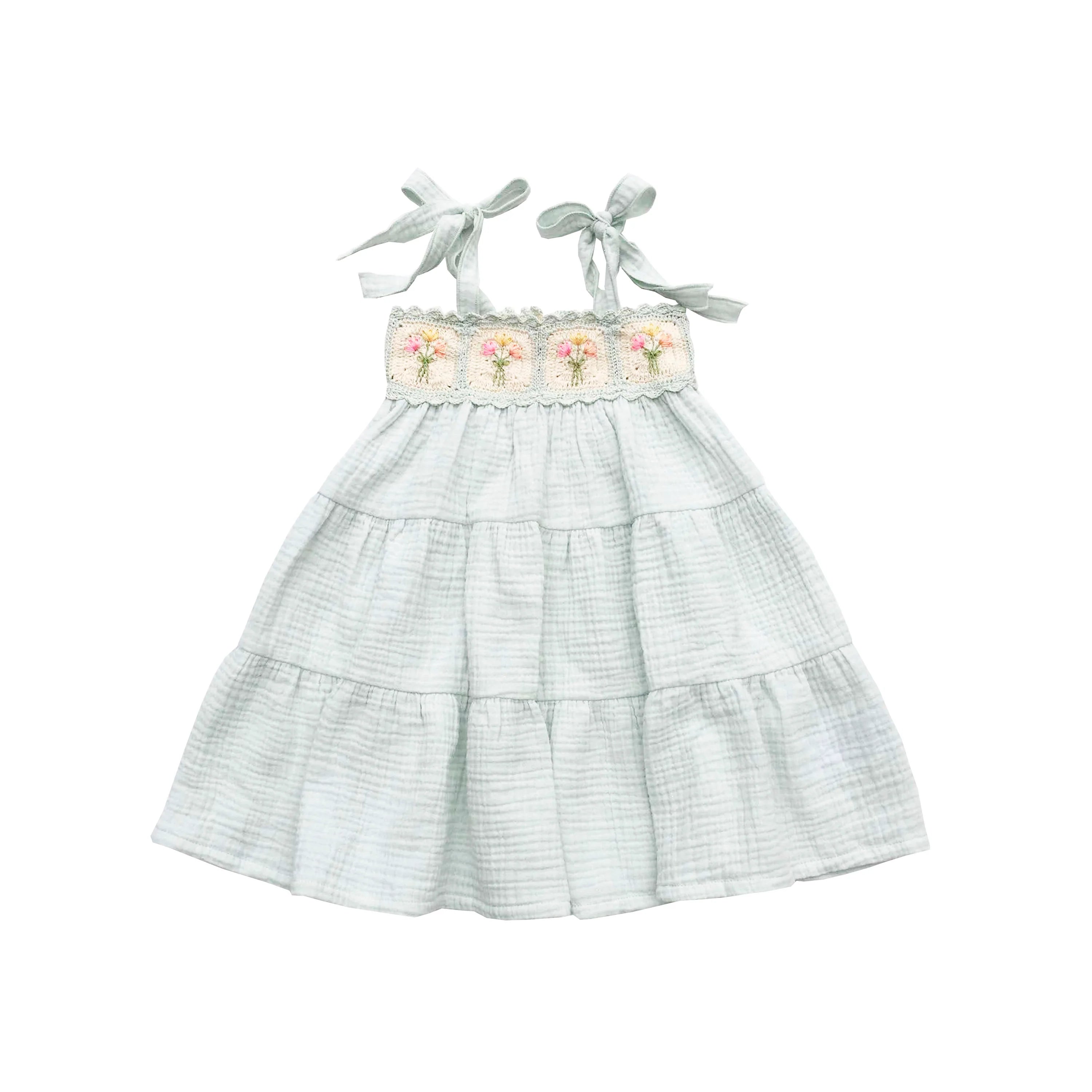 Crochet Dress in Blue Bouquet