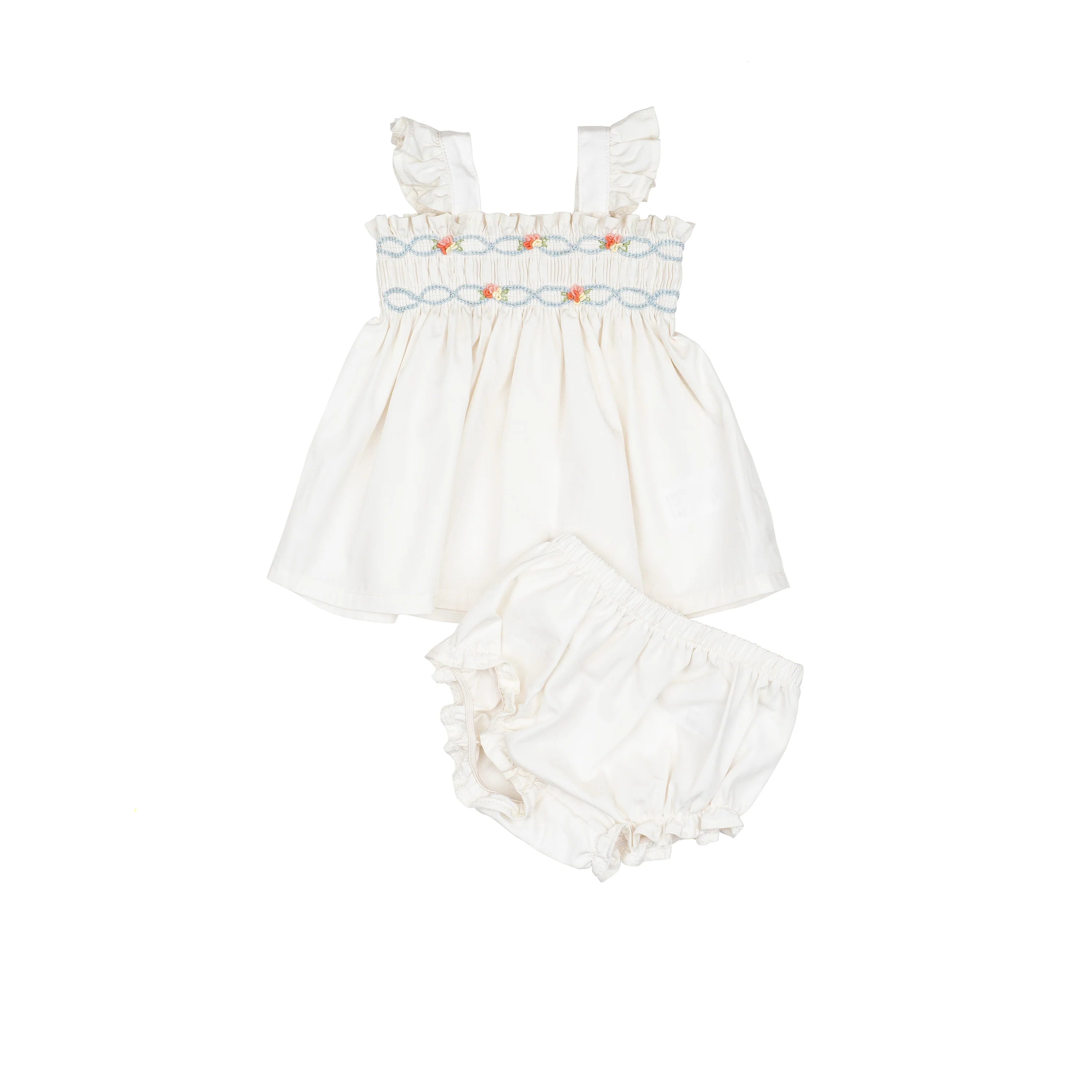 Embroidered Flutter Set in Ivory