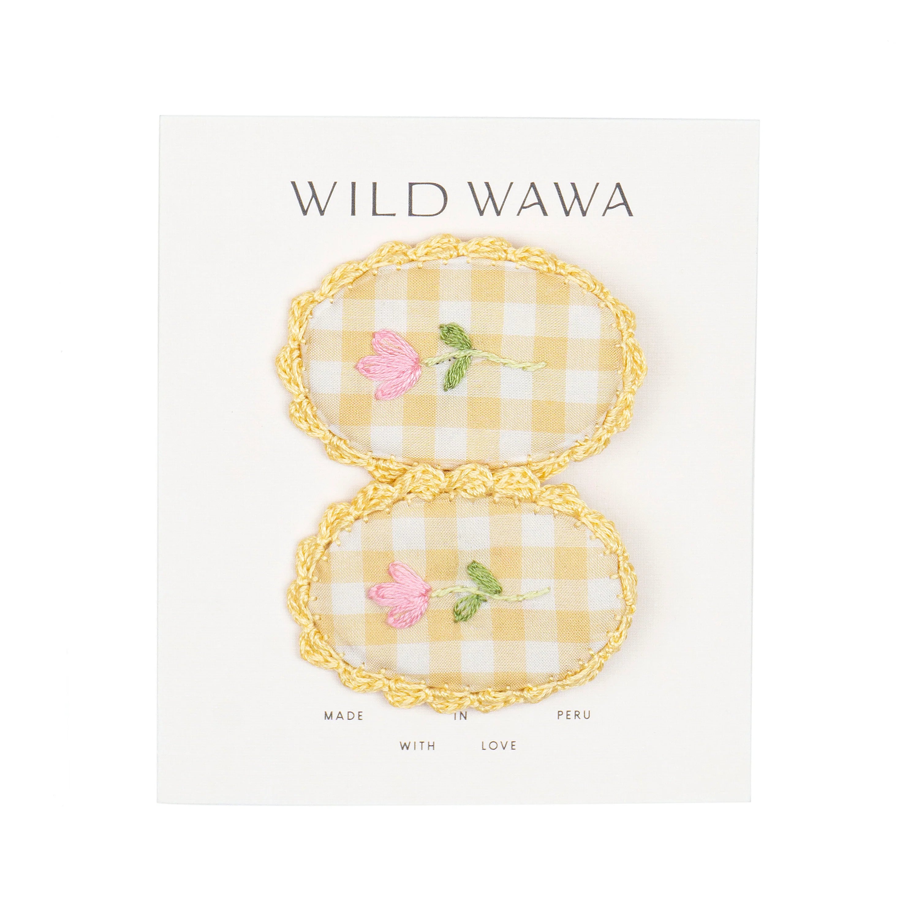 Crochet Clip set in Yellow Gingham