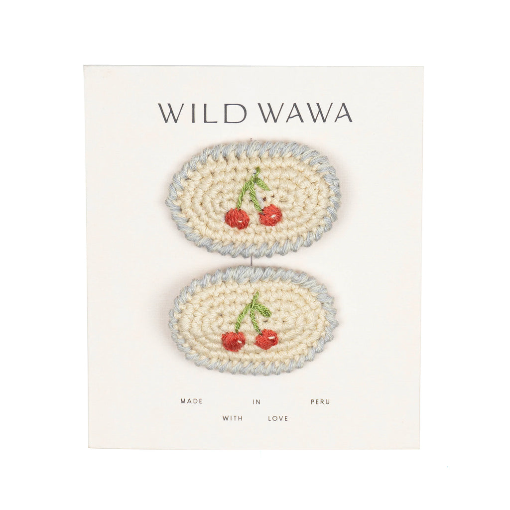 Crochet Clip Set - Blue Cherries