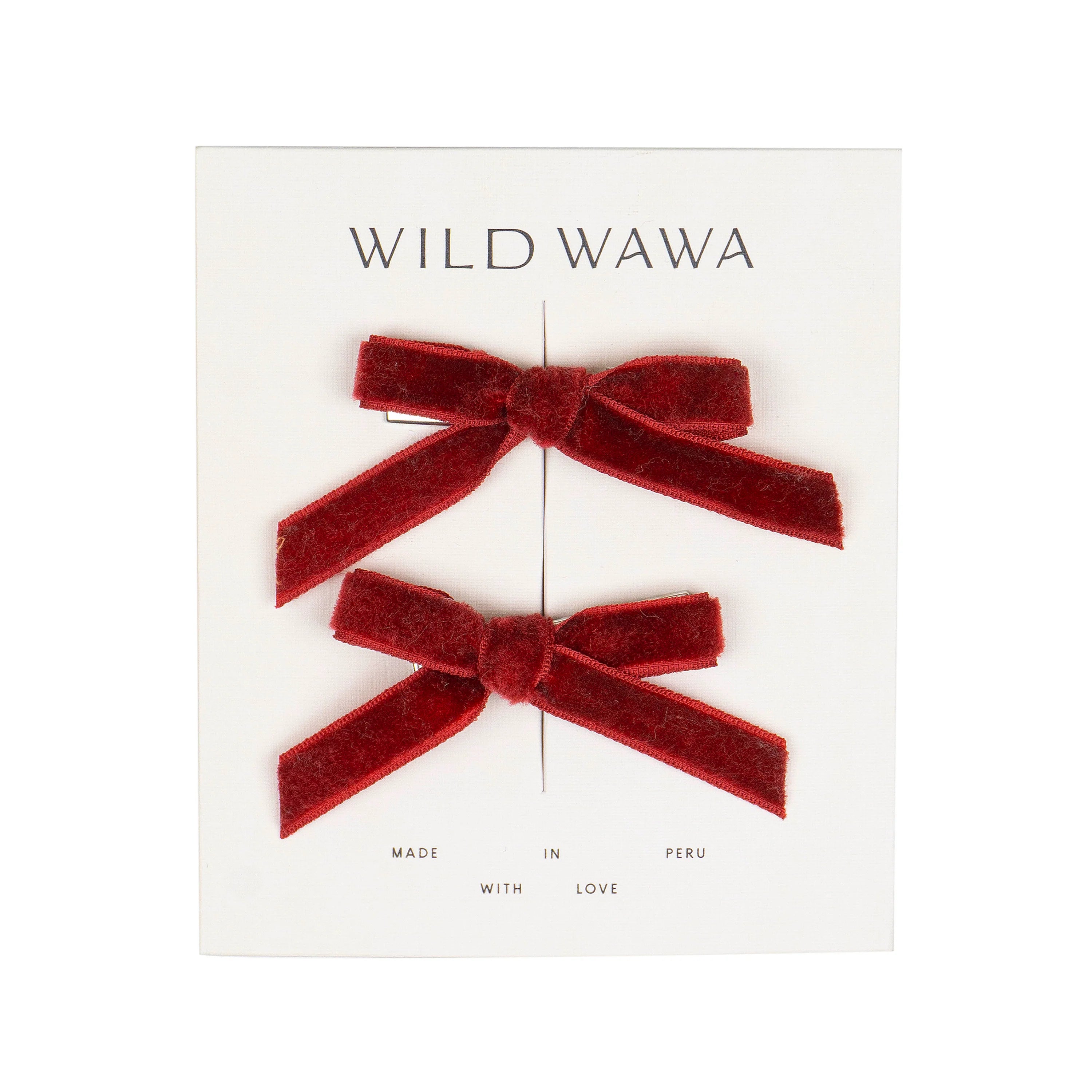 Velvet Bow Clip Set - Ruby