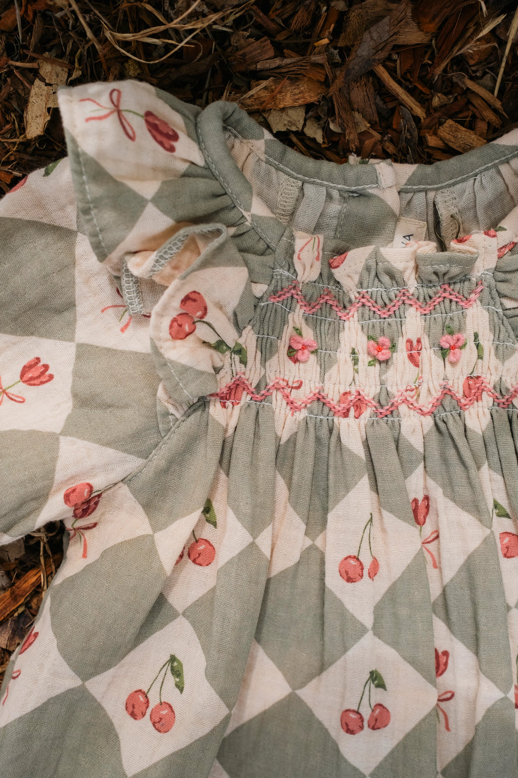 Noelle Dress - Cherry Patchwork Vintage Blue