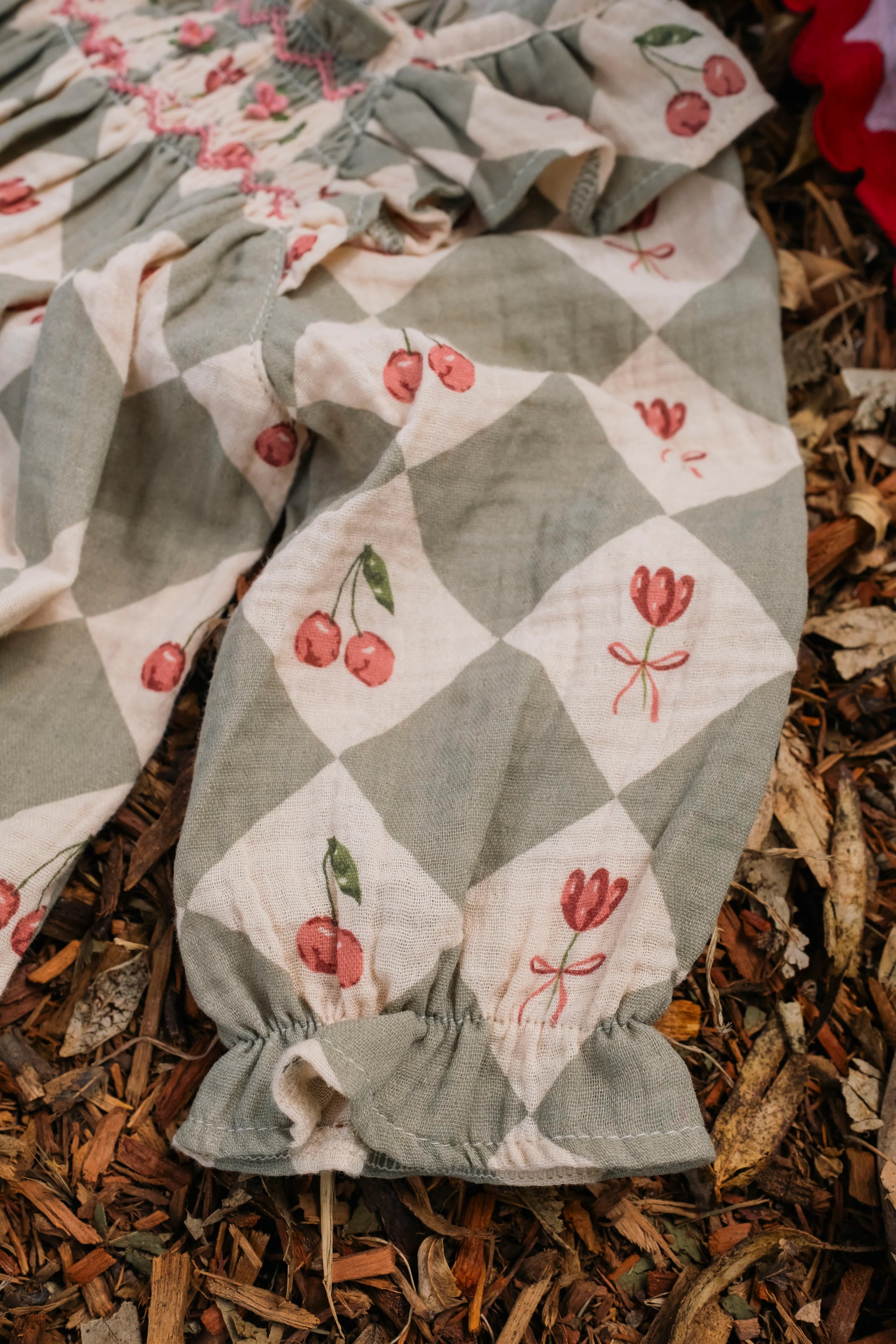 Noelle Dress - Cherry Patchwork Vintage Blue