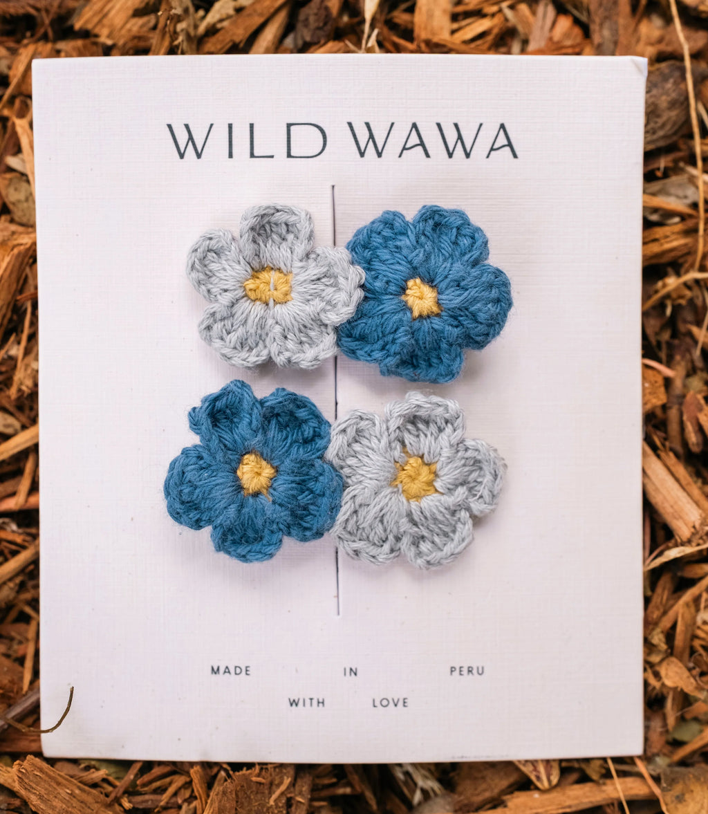 Crochet Clip Set - Baby Blues