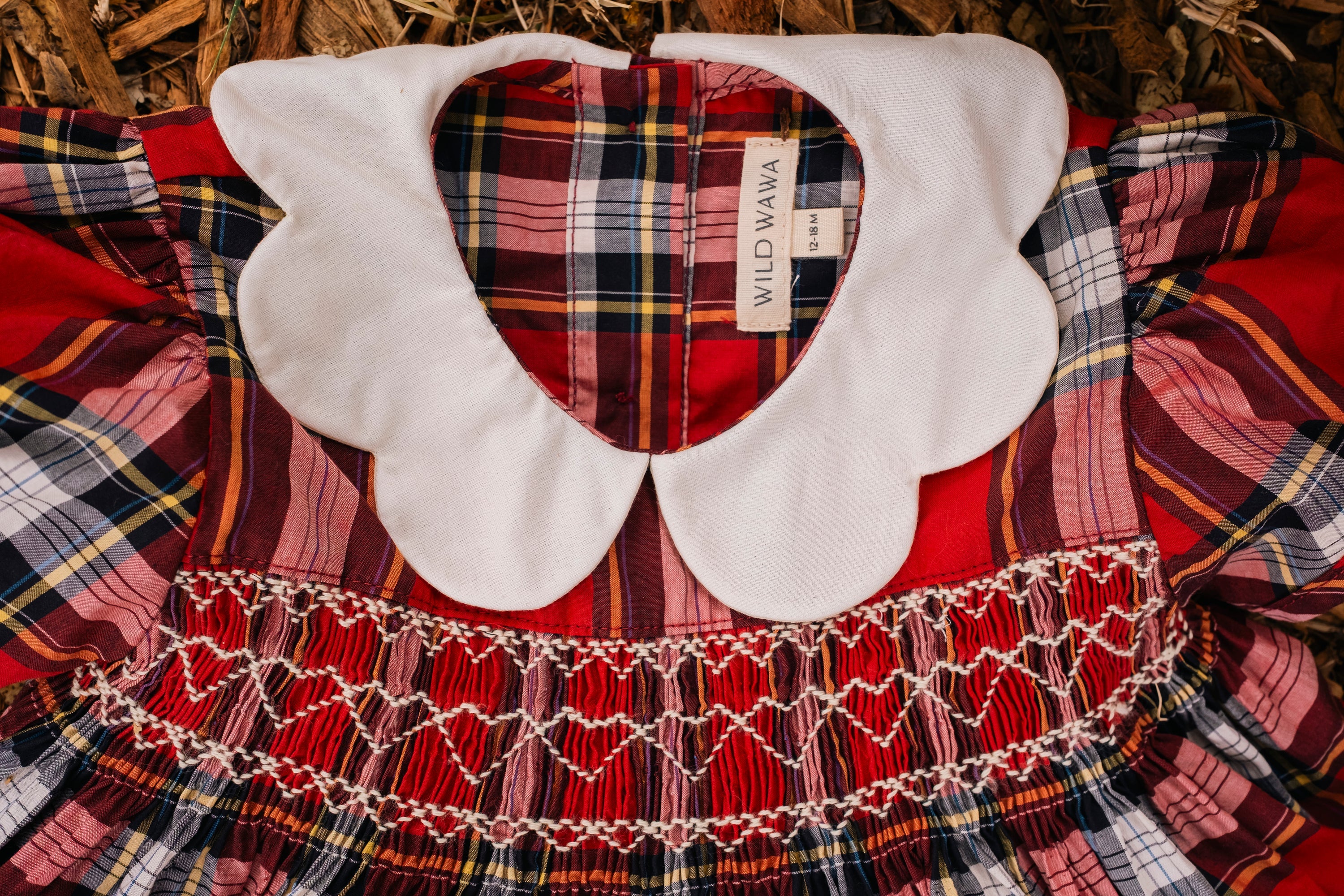 Scallop Two Piece Set - Tartan Red