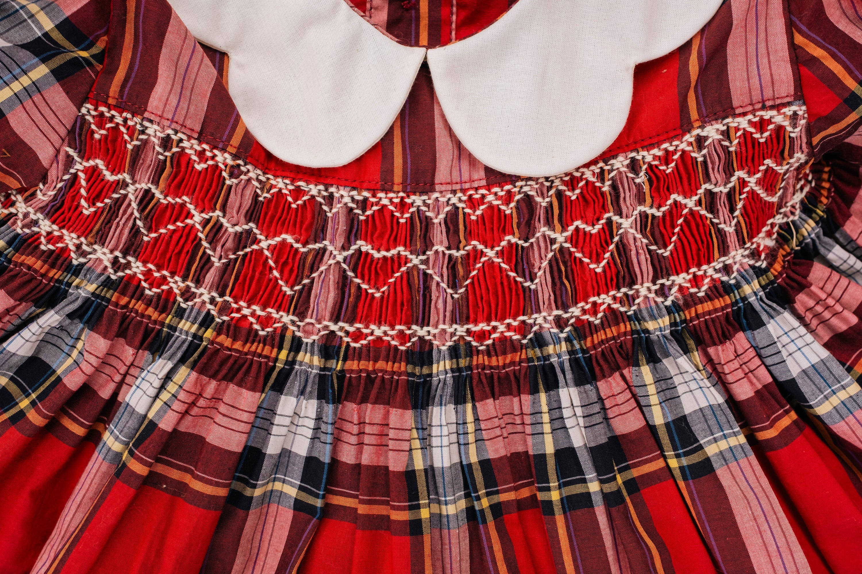 Scallop Two Piece Set - Tartan Red