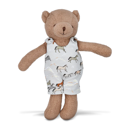 LITTLE COCOA BEAR IN HORSES PATTERN OVERALL