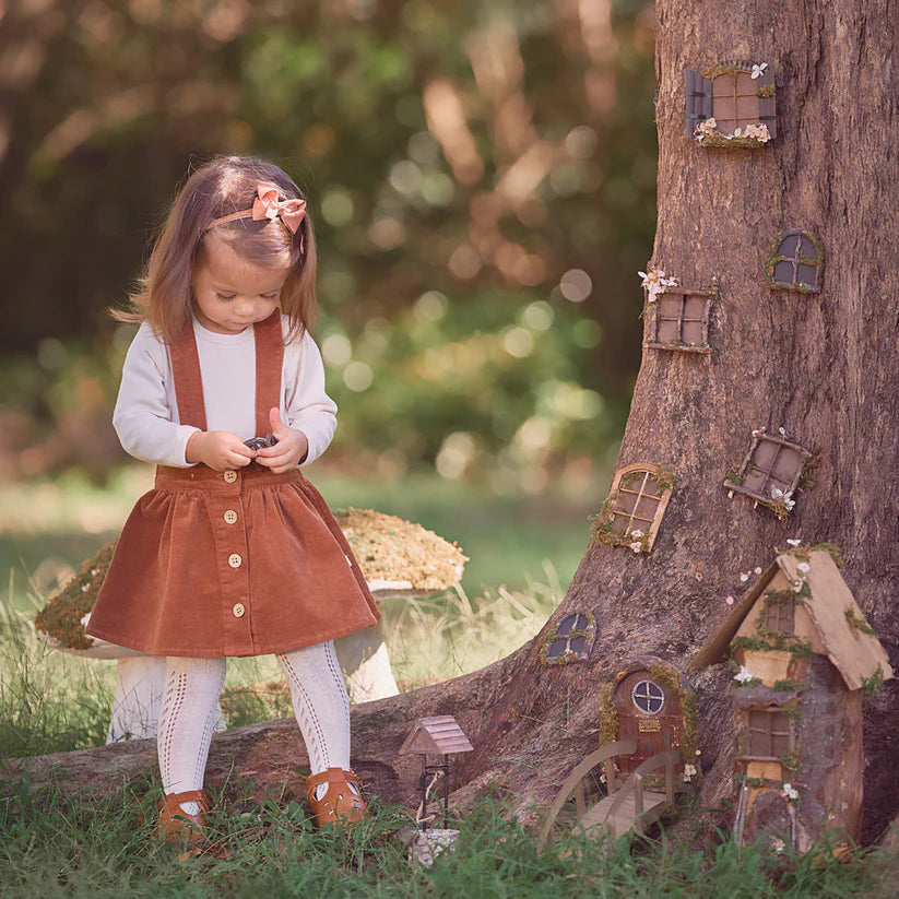 Rust Corduroy Skirt with Straps + Bodysuit