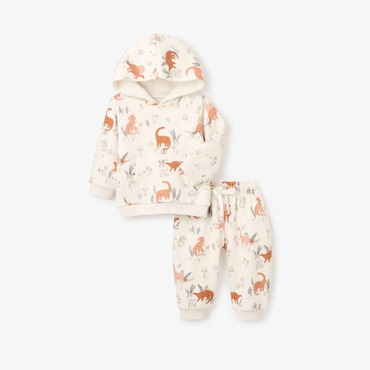 Dinosaur Organic Printed Fleece Hoodie + Jogger Set