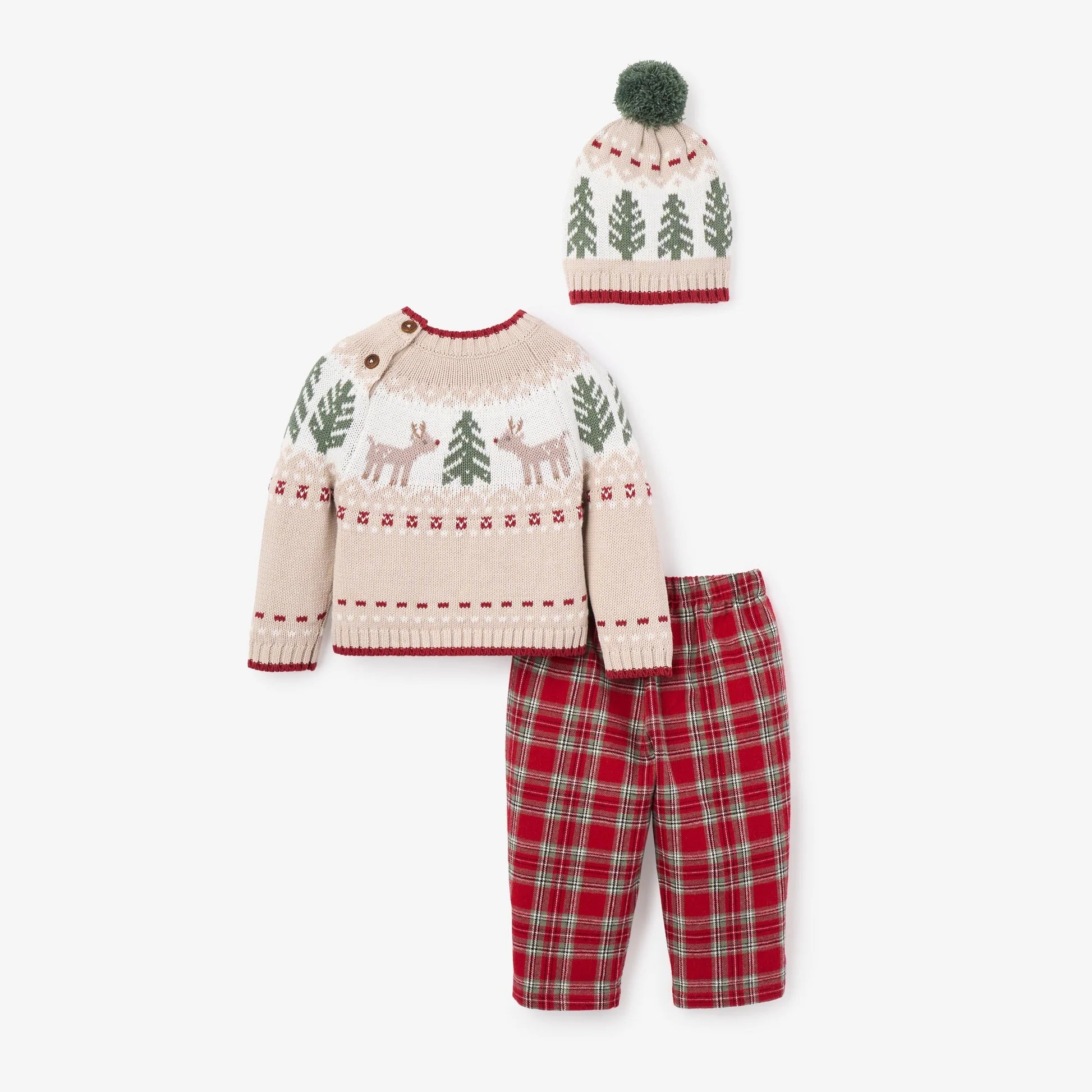 Holiday Fairisle Sweater + Tartan Pant Set