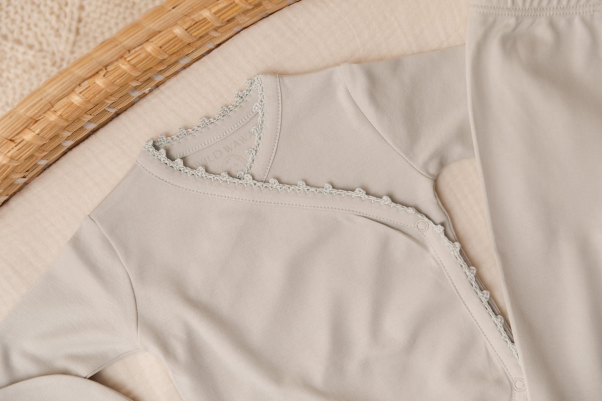 CROCHET TRIM THREE PIECE SET-BLUE