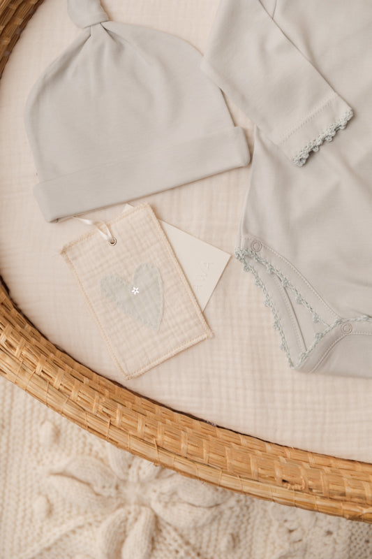 CROCHET TRIM THREE PIECE SET-BLUE