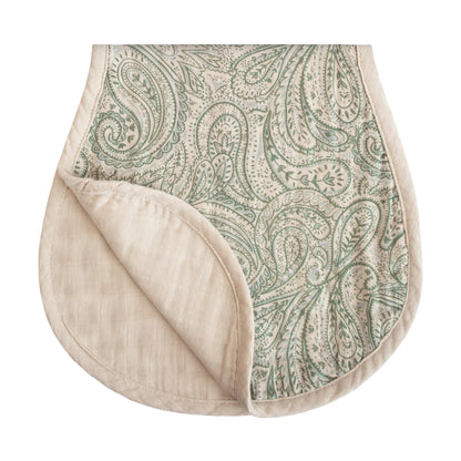 Muslin Burp Cloth 2-Pack (Green Paisley/Fog)