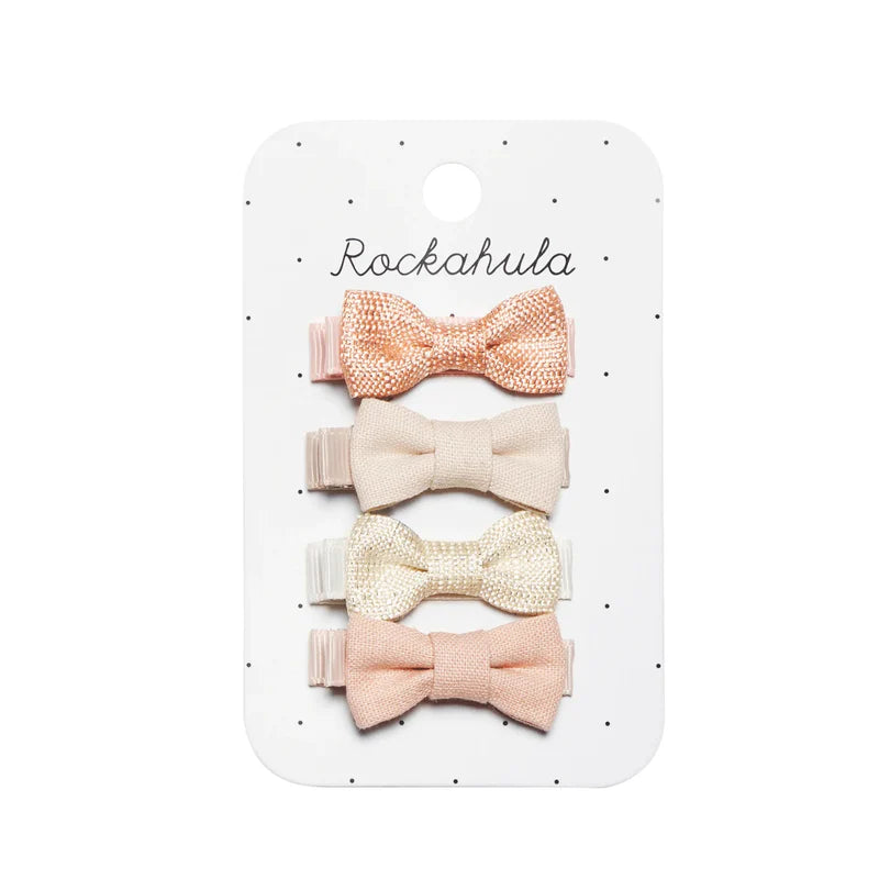 Flora linen mini bow clips