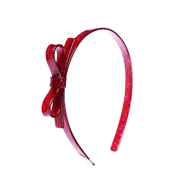 THIN BOW GLITTER RED HEADBAND