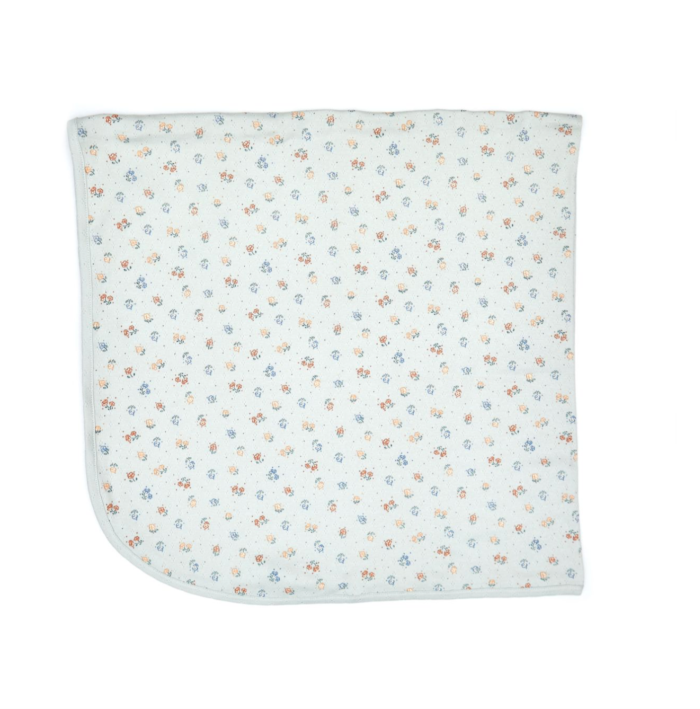 Pointelle blanket-Light blue flowers