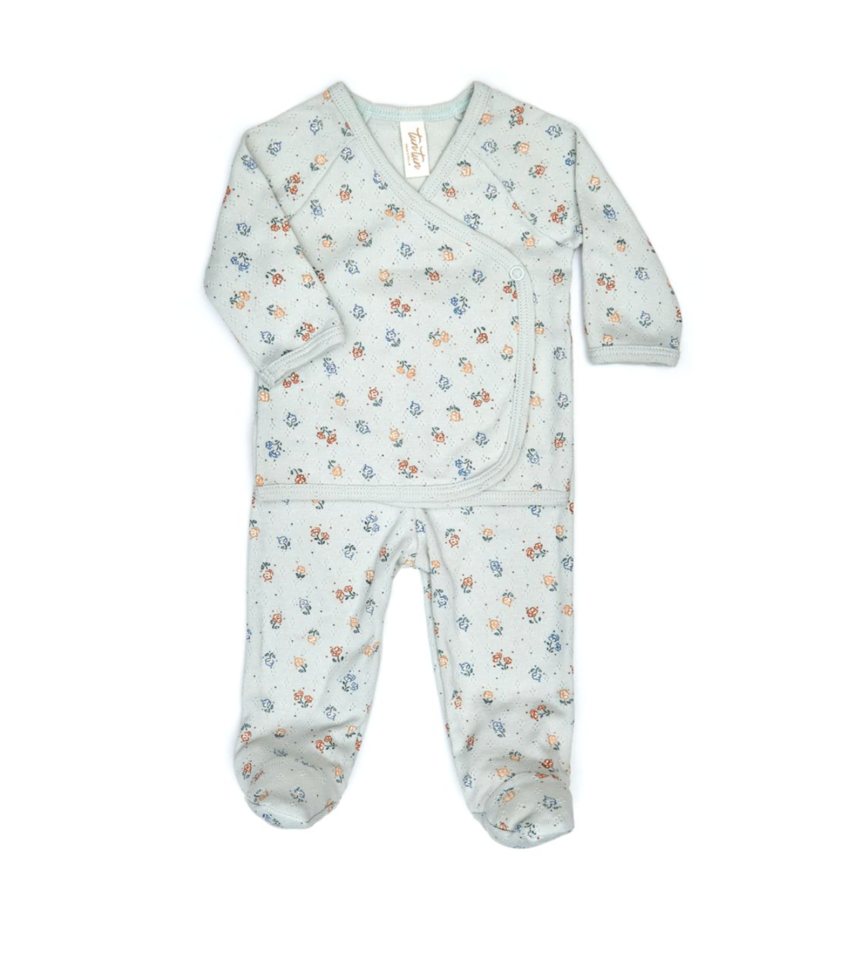 Pointelle Kimono -Light blue flowers