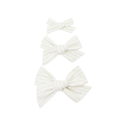 Cotton Bow - Ivory Stripe Clip Medium