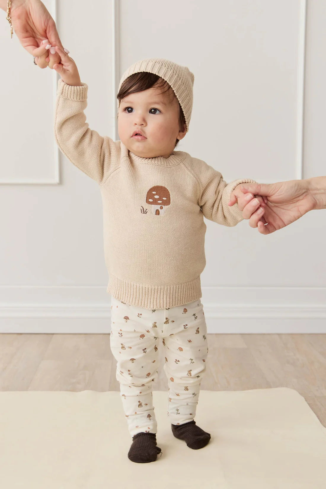 Ethan 2 piece Set - Oatmeal Marle Jacquard Mushroom House